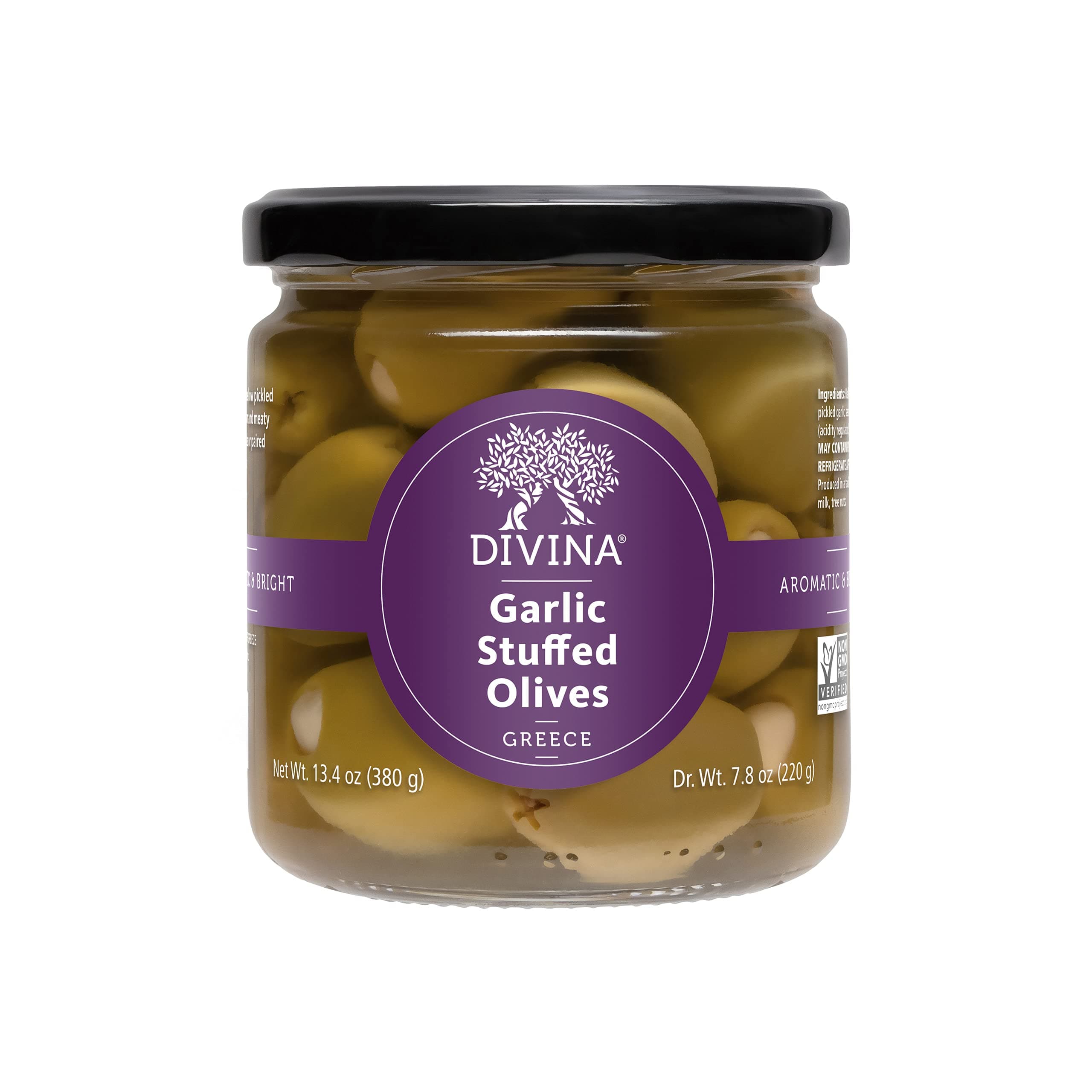 DIVINA All-Natural Garlic-Stuffed Olives, 13.4 Ounce