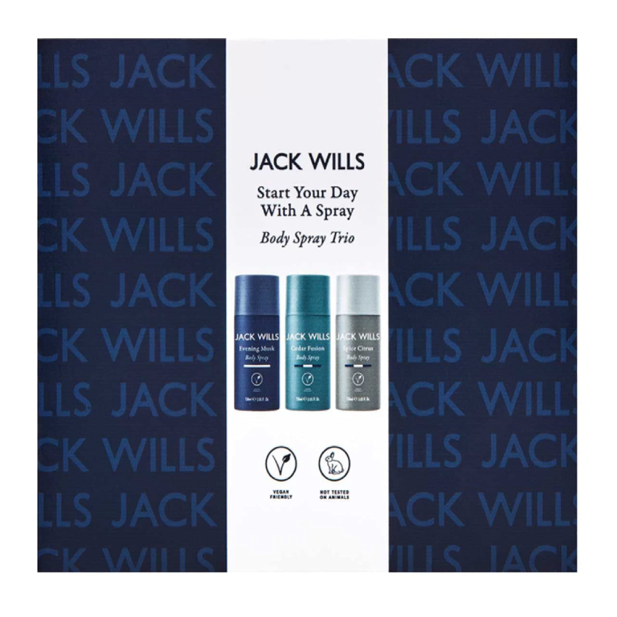 Jack Wills Body Spray Trio - Start Your Day Gift Set for Fathers Day, Christmas Stocking Fillers, Mens Secret Santa Gifts, Birthday Gift for Him with Unique Topline Thank You Card!