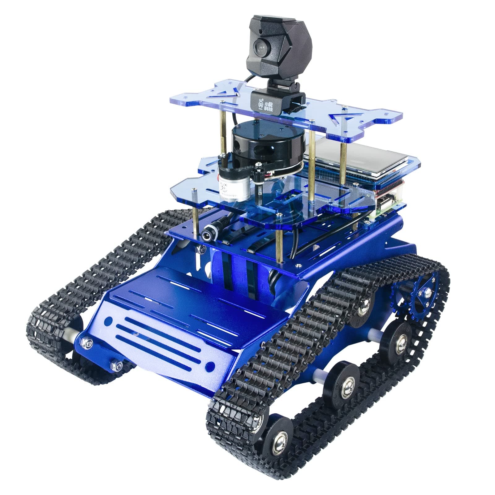 Raspberry Pi AI Robot Kit with XR lidar s1 ROS SLAM Smart Car DIY Tank Robotics Kit Build Maps, Autonomous Navigation, Object Recognition Tracking, Following (2GB)