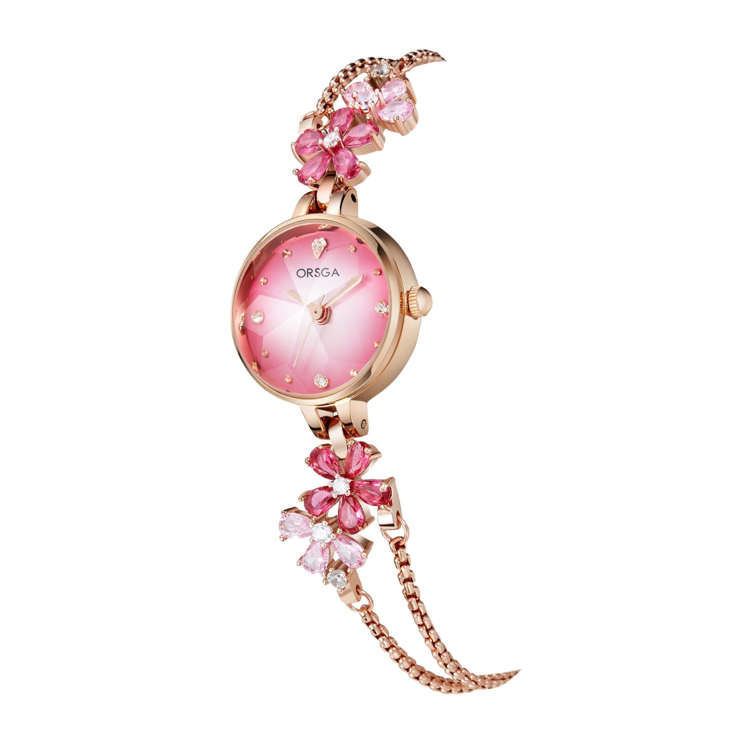 Fleur Bracelet Watch for Women Dial Flower Chain Watches Analog Ladies Latest Stylish Diamond Wrist Gift Anniversary Birthday