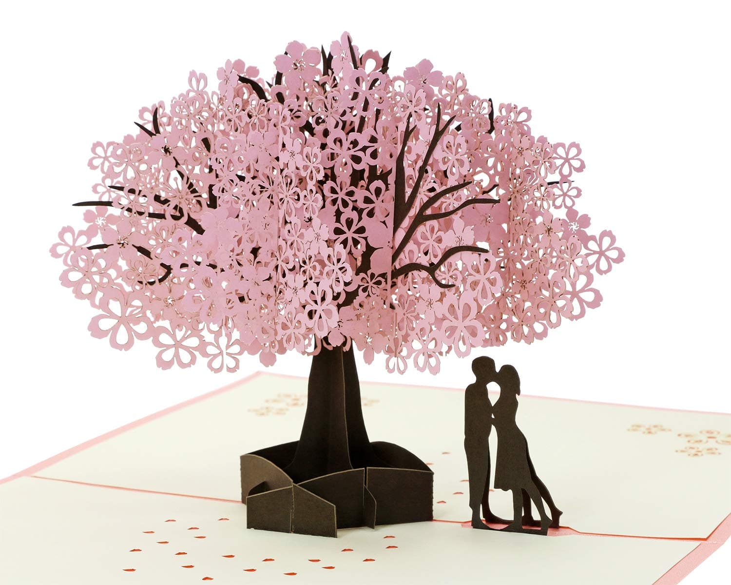 Handmade Cherry Blossom Card Pop Up 3D Flower Romantic Love Letter Greeting Anniversary Wedding Valentine Birthday Gift Card Blank Stationery Paper for Her Him Husband Wife