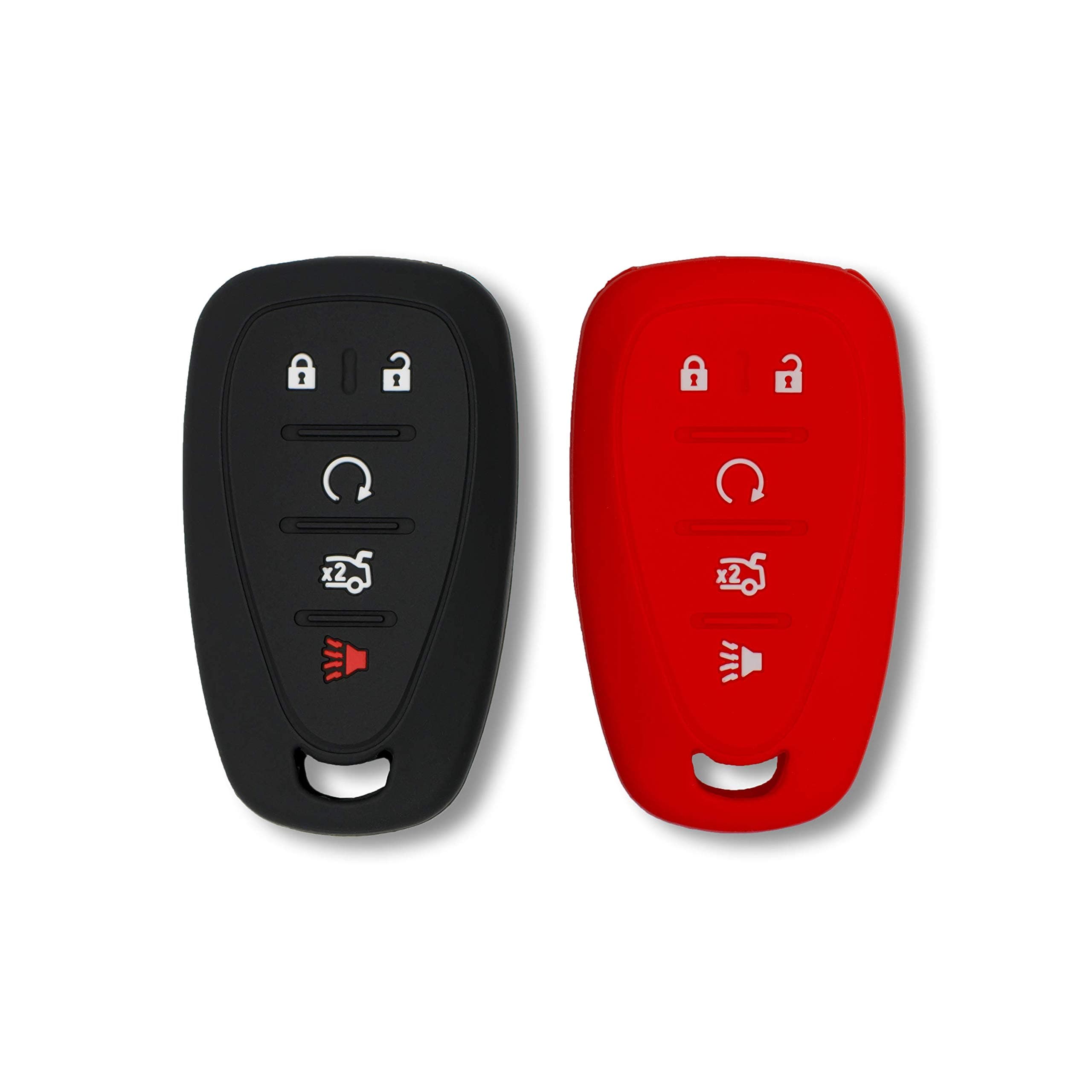 Silicone Key Fob Cover for Chevy Malibu Camaro Trax Traverse Trailblazer Sonic Cruze Blazer Volt Equinox Spark | Car Accessory for Chevrolet | Key Protection Case 2 Pcs (Black & Red)
