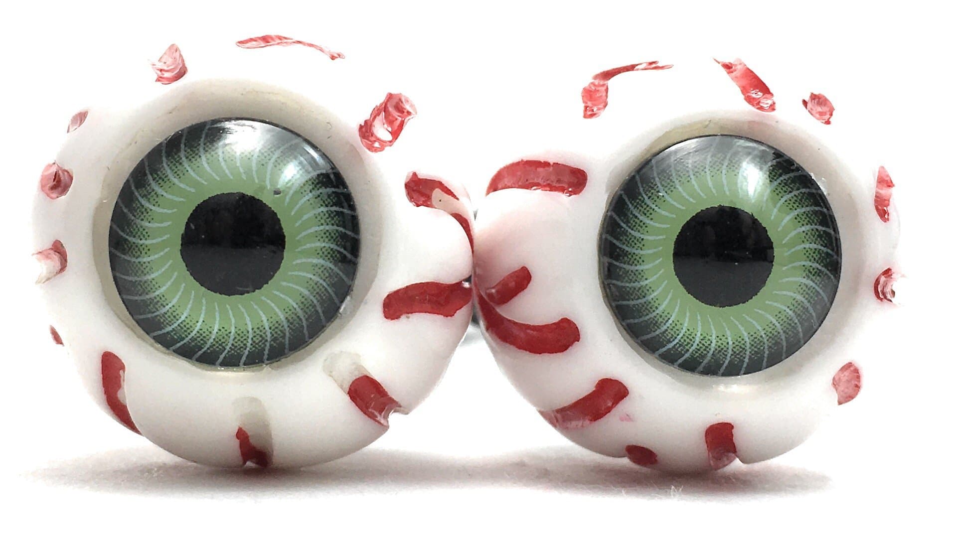 Eyeball Hair Tie - Cute Creepy Adorable Scary Japanese Harajuko Fashion Pastel Goth Punk Costume Cosplay Accessory (1 pair, Green)