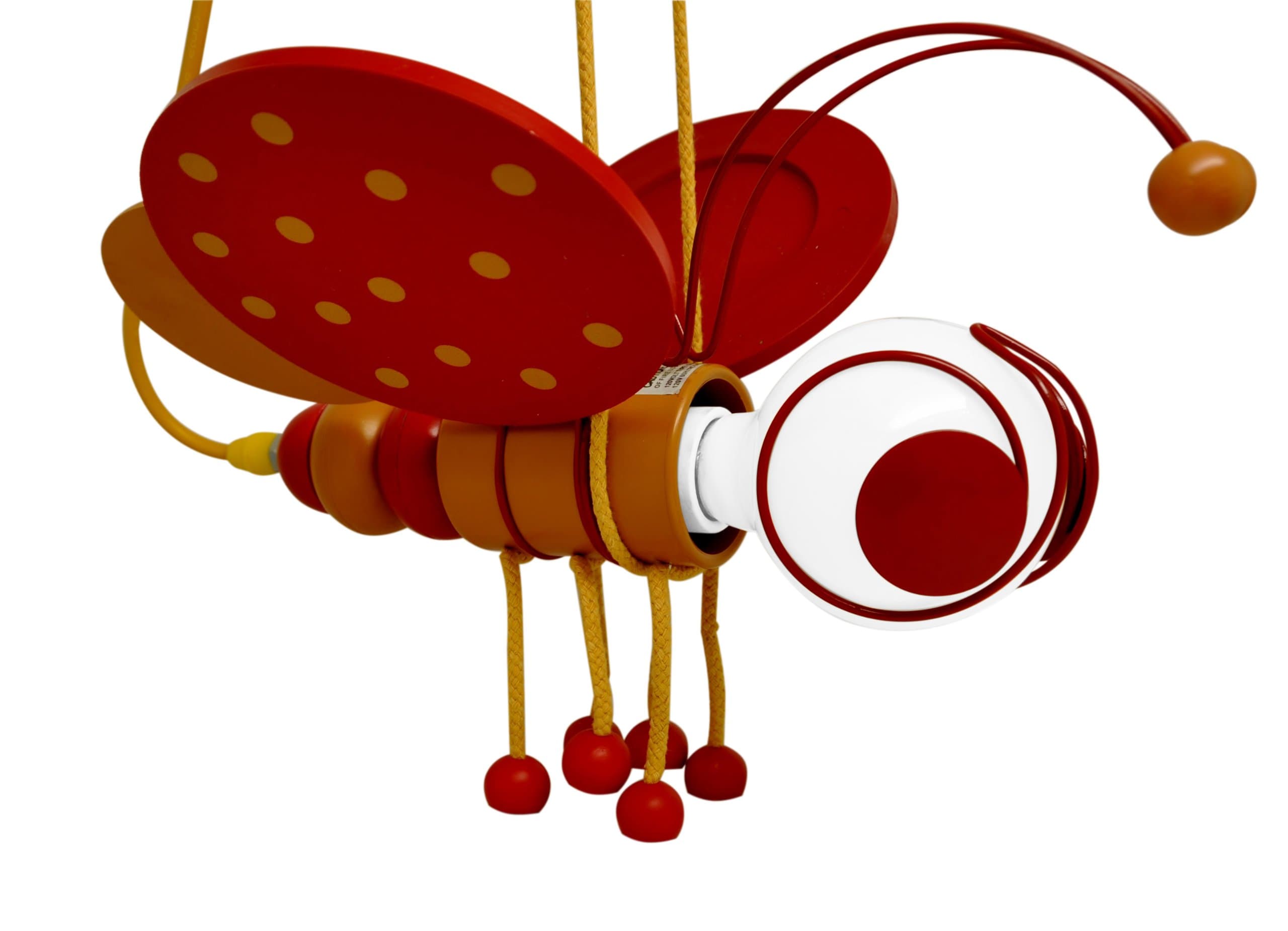 Kids 1-light Little Bee Pendant Lamp, Red and Dark Yellow Ceiling Light