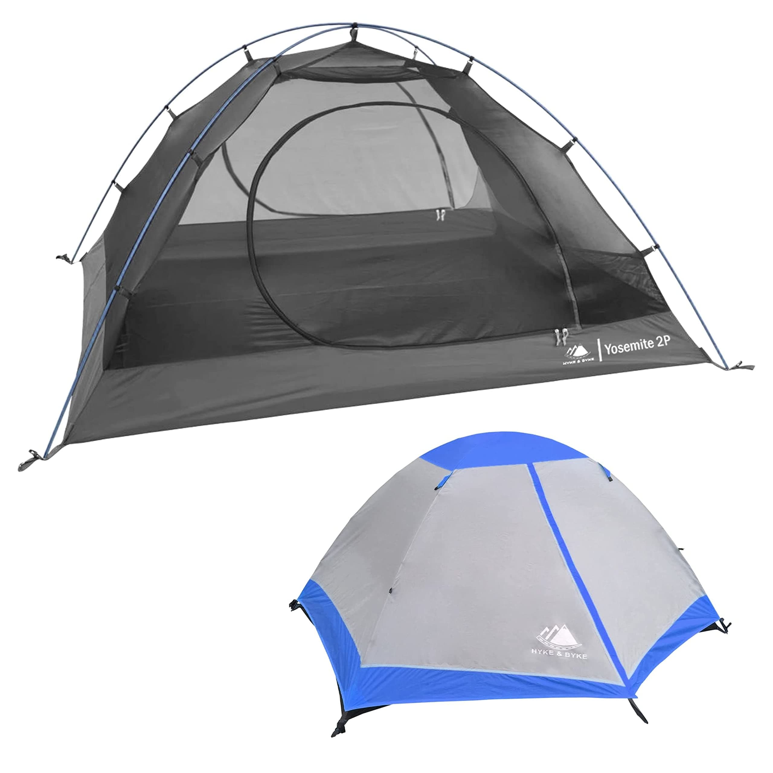 Hyke & Byke Yosemite 1 and 2 Person Backpacking Tents with Footprint - Lightweight Two Door Ultralight Dome Camping Tent
