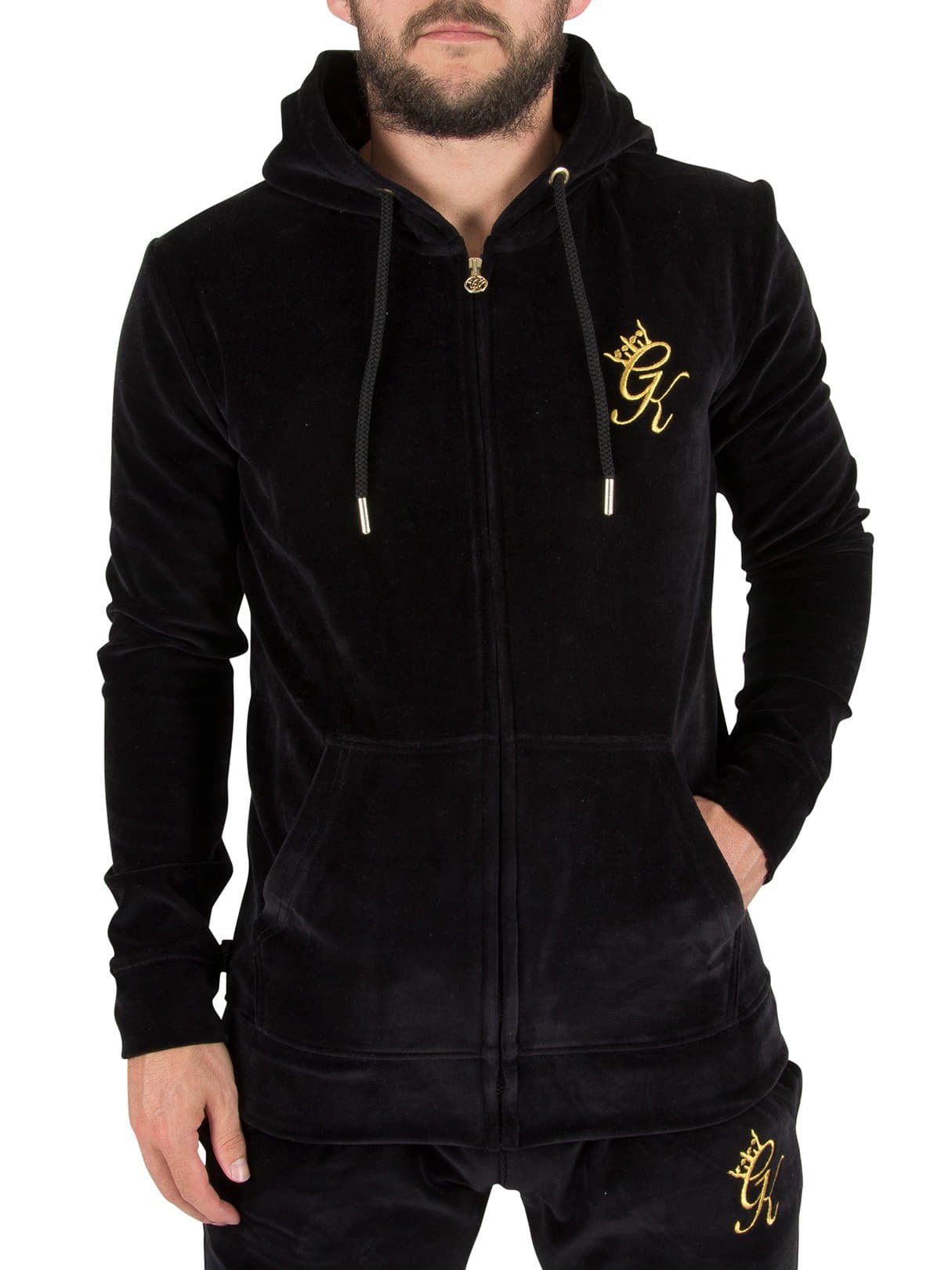 Gym King Velour Tracksuit Top Black