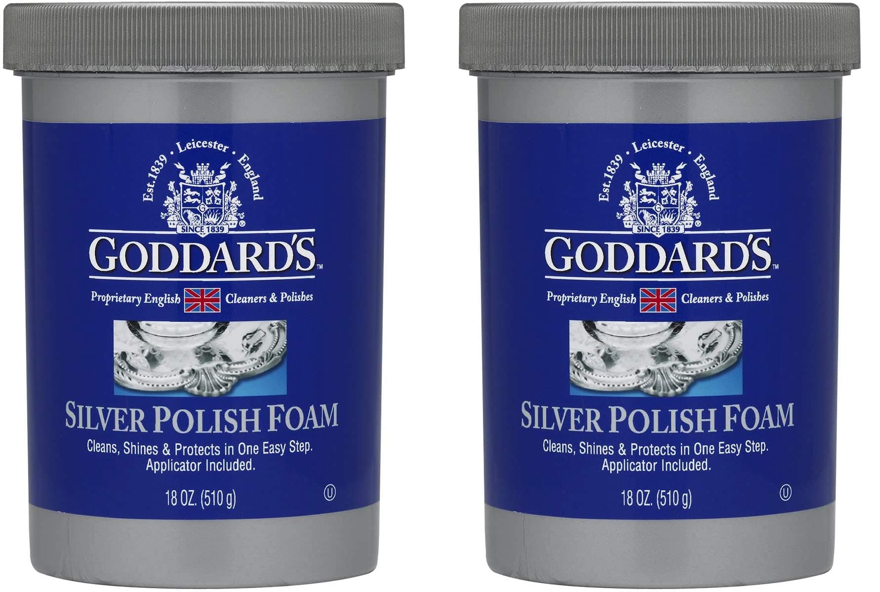 Goddard's Silver Polish, 18 oz - Tarnish Remover with Sponge Applicator (1, Тwo Рack)