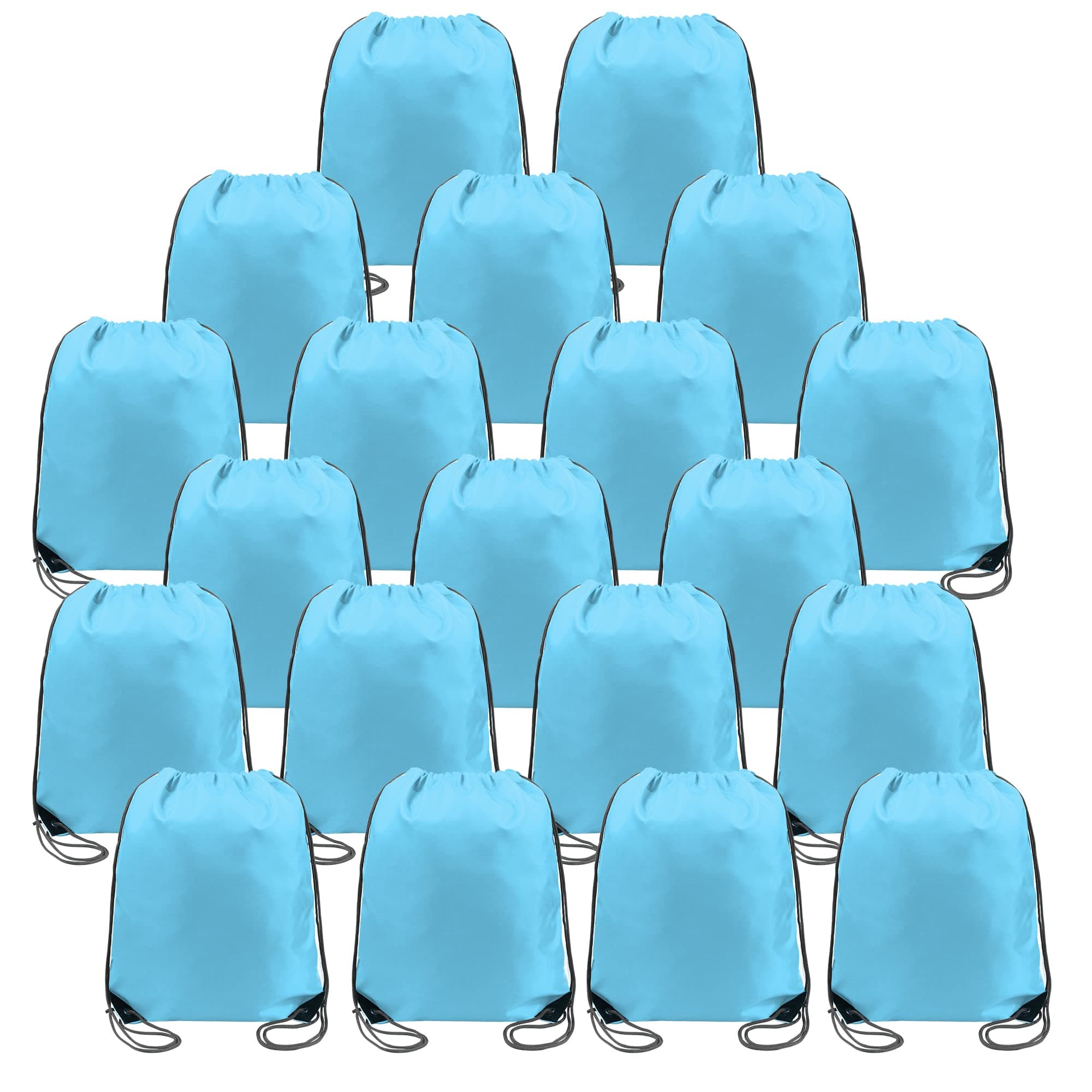 BeeGreen 20 Pieces Blue Gym Drawstring Bag Pack Bulk Durable Cinch Sackpacks Large Size for Christmas Sports Team Storage Travel Pull String Sack Pack for Women and Men