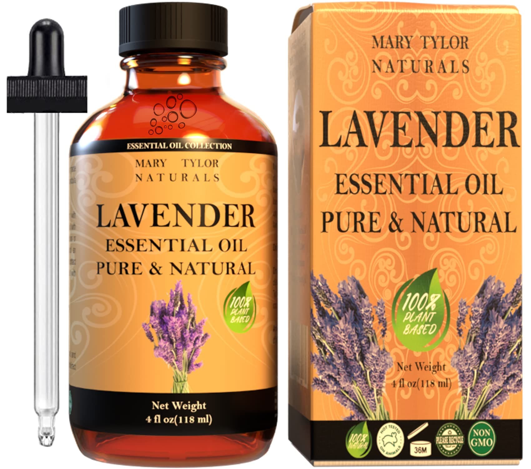 Lavender Essential Oil 4 oz by Mary Tylor Naturals Premium Therapeutic Grade, 100% Pure, Perfect for Aromatherapy.