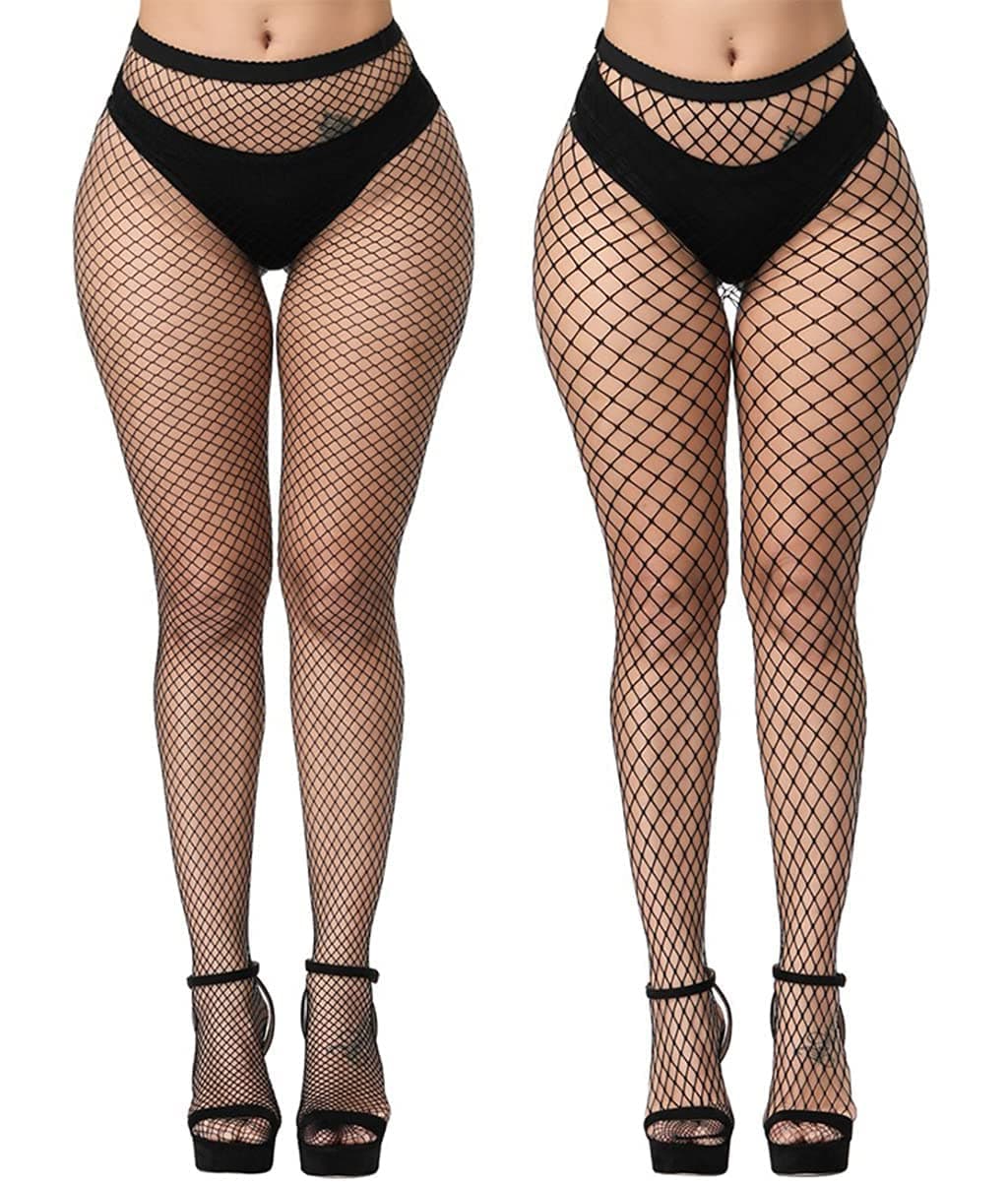 Womens High Waist Patterned Fishnet Tights Suspenders Pantyhose Thigh High Stockings Black