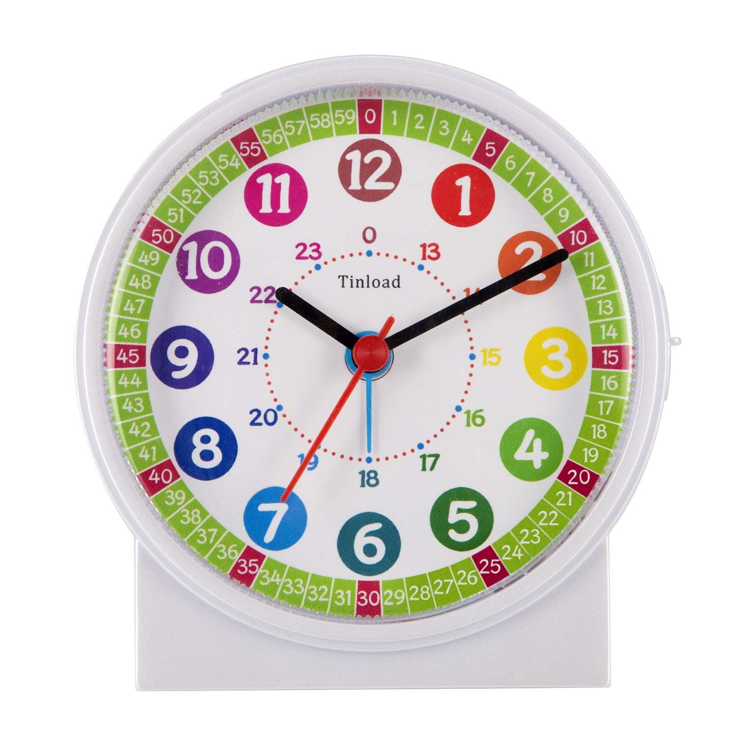 Tinload Analog Alarm Clock for Kids, Telling Time Teaching Design, Silent Non Ticking, Increasing Beep Sounds, Battery Operated Snooze and Light Functions