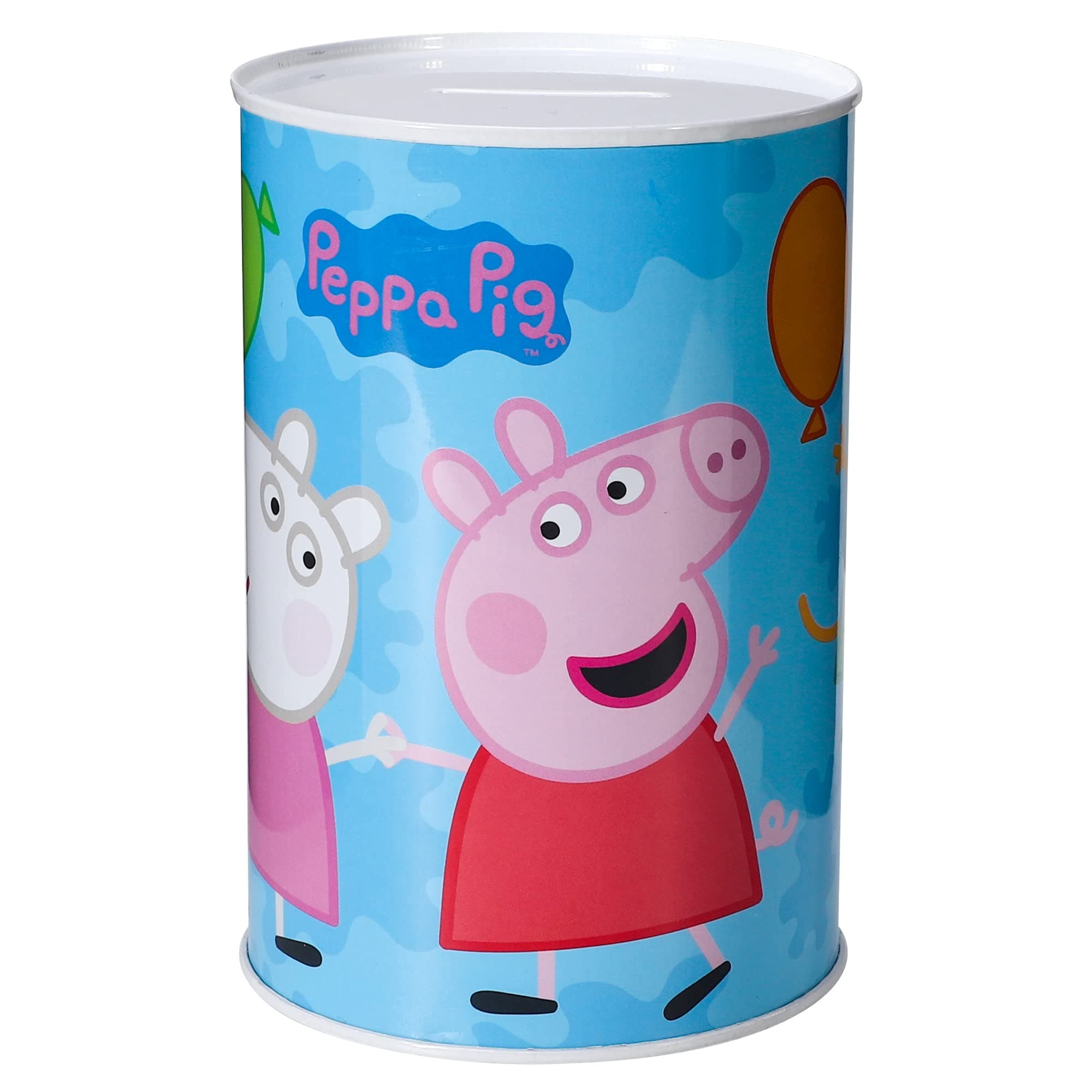 Stor Peppa Pig Kids Money Piggy Bank Coin Saving Cash Tin Metal Box Boys Girls, Multicolour, M, (07134)