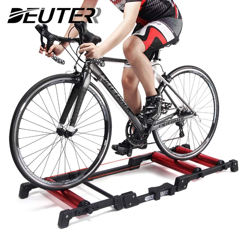 Bike Trainer Rollers Indoor Bicycle Exercise Bicycle Roller Trainer Stand Mountain & Road Bike Portable Foldable Home Cycling Training for 24-29 inch