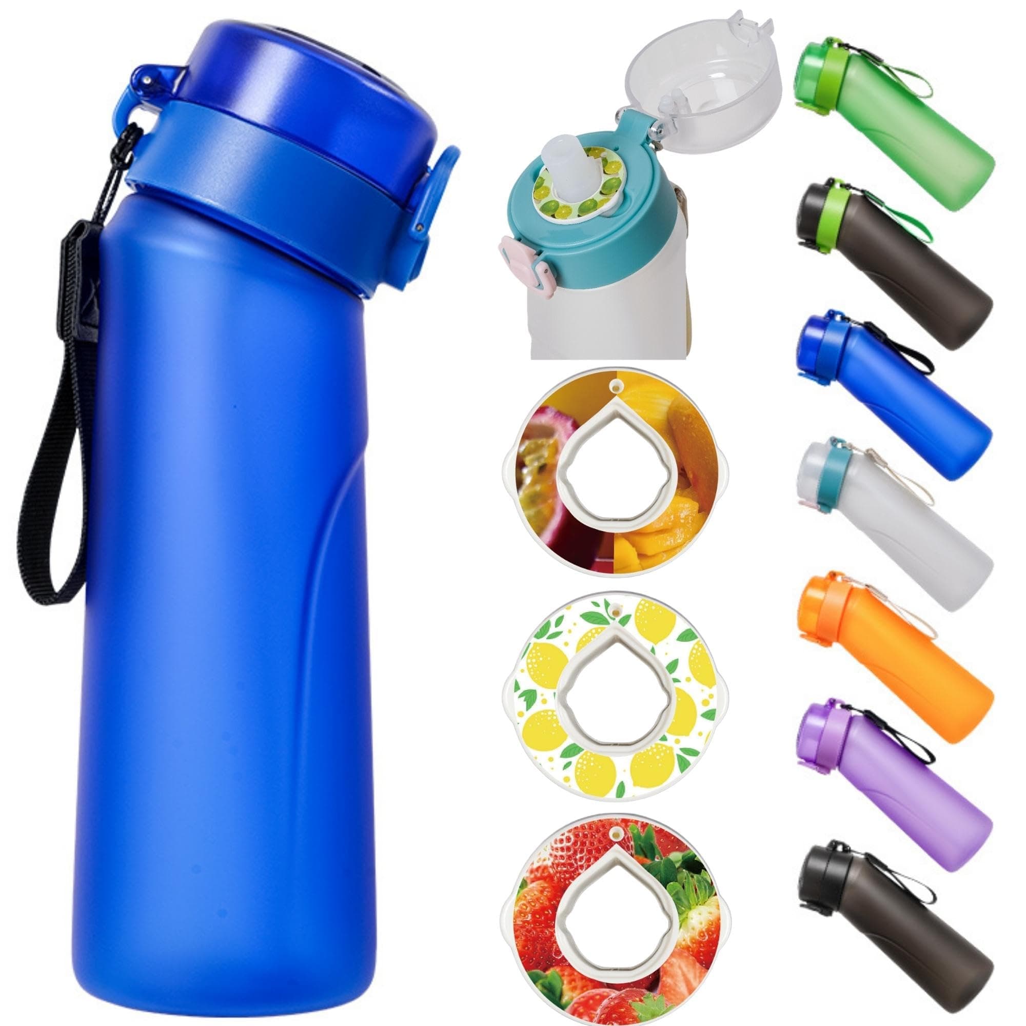 Flavored Water Bottle, Air Up Water Bottle with Flavor Pods, AirUp, Air Up Water Bottle, Water Bottle for School Kids (New Blue - 1 bottle (750 ml) + 3 pods in random flavors)
