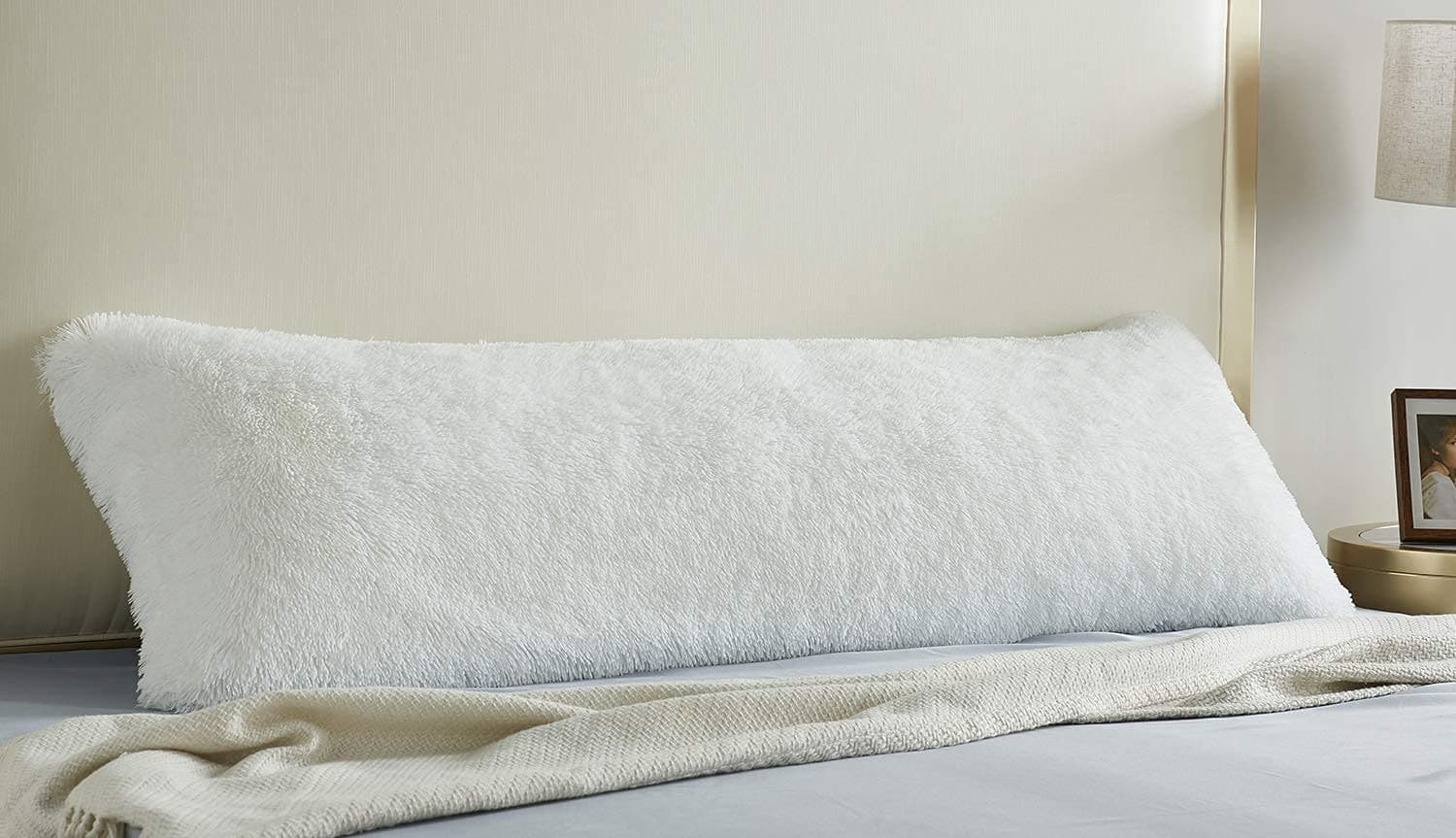 COIZA Body Pillow Cover, Big Plush Shaggy Luxury Ultra Soft Body Pillowcase with Zipper, Throw Body Pillow Cases (White, 21 * 54")