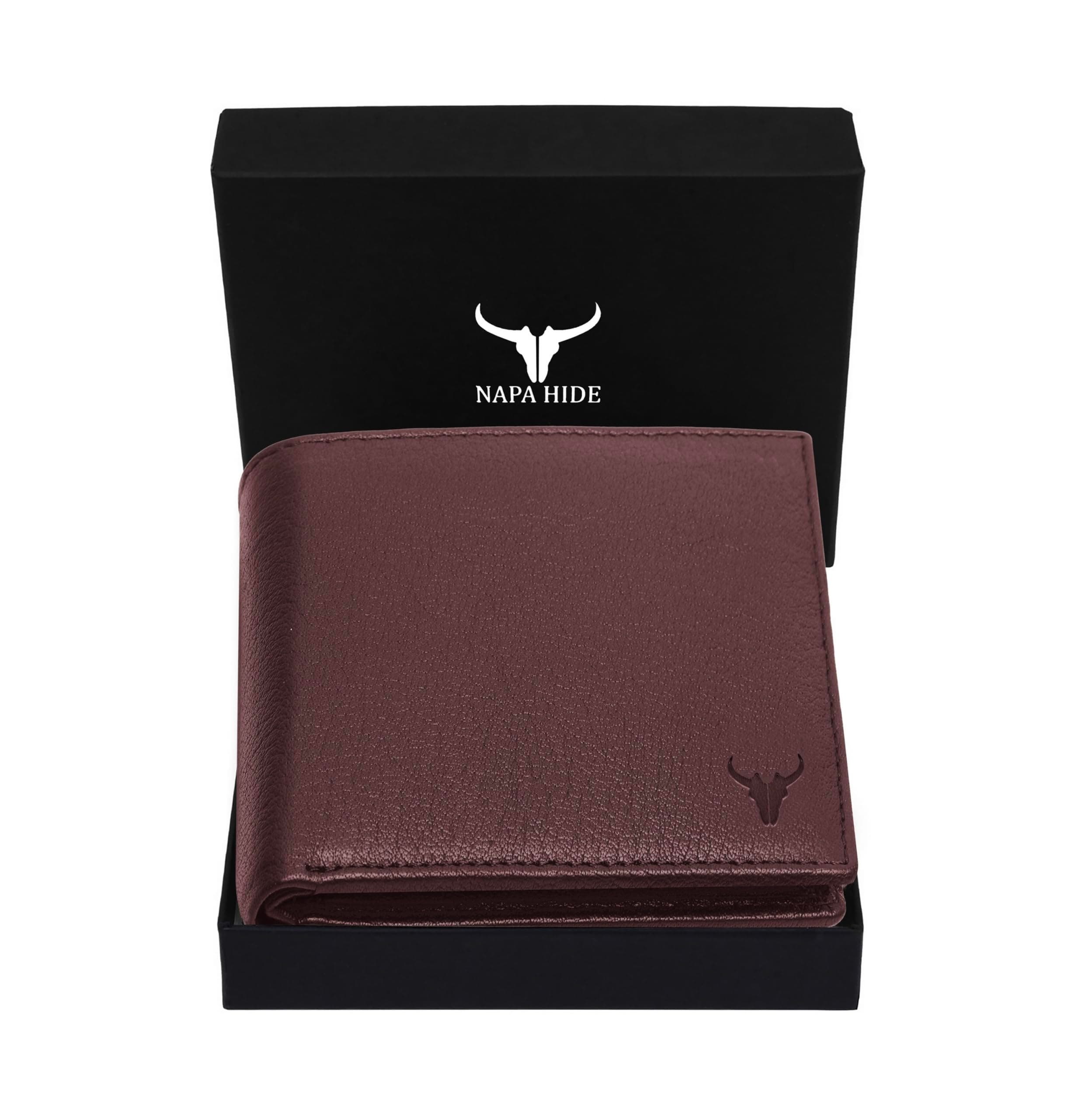 Leather Wallet for Men I Handcrafted I Credit/Debit Card Slots I 2 Currency Compartments I 2 Secret Compartments (Maroon)