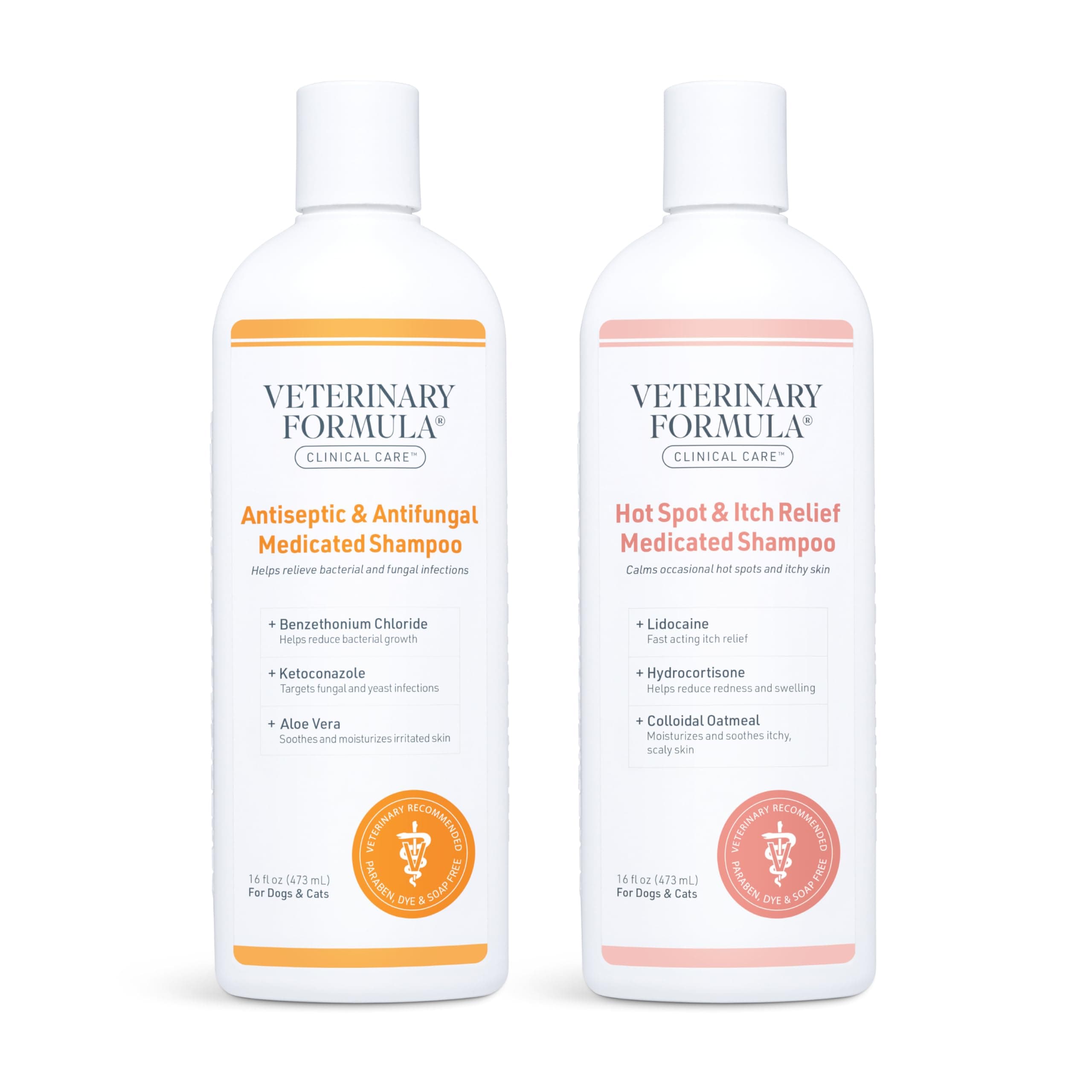 Clinical Care Hot Spot & Itch Relief Medicated Shampoo for Dogs and Cats 16oz & Clinical Care Antiseptic and Antifungal Medicated Shampoo for Dogs & Cats