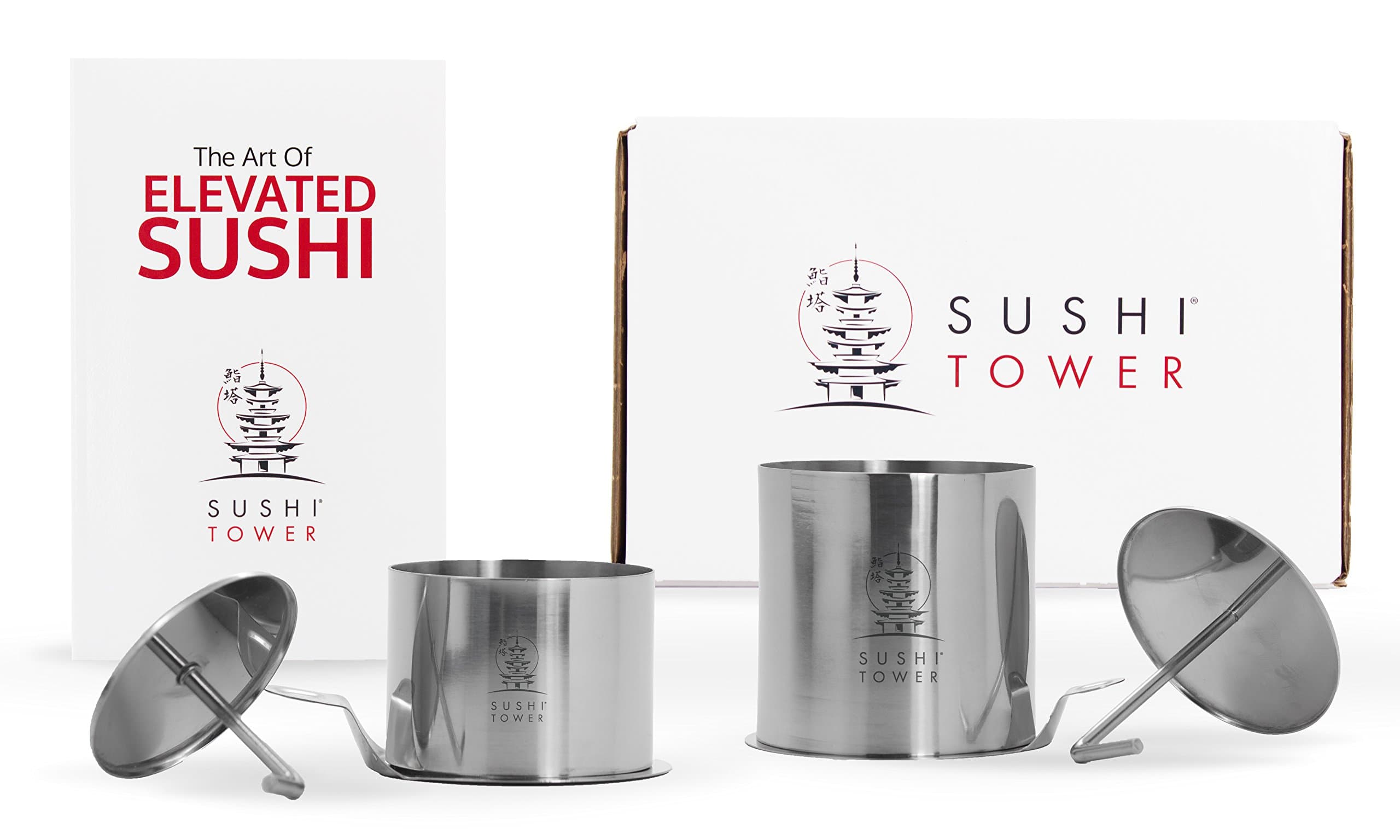 Sushi Tower Original Kit - Premium Stainless Steel Sushi Making Set with 2 Sizes, Storage, Free Gifts & Recipe Book