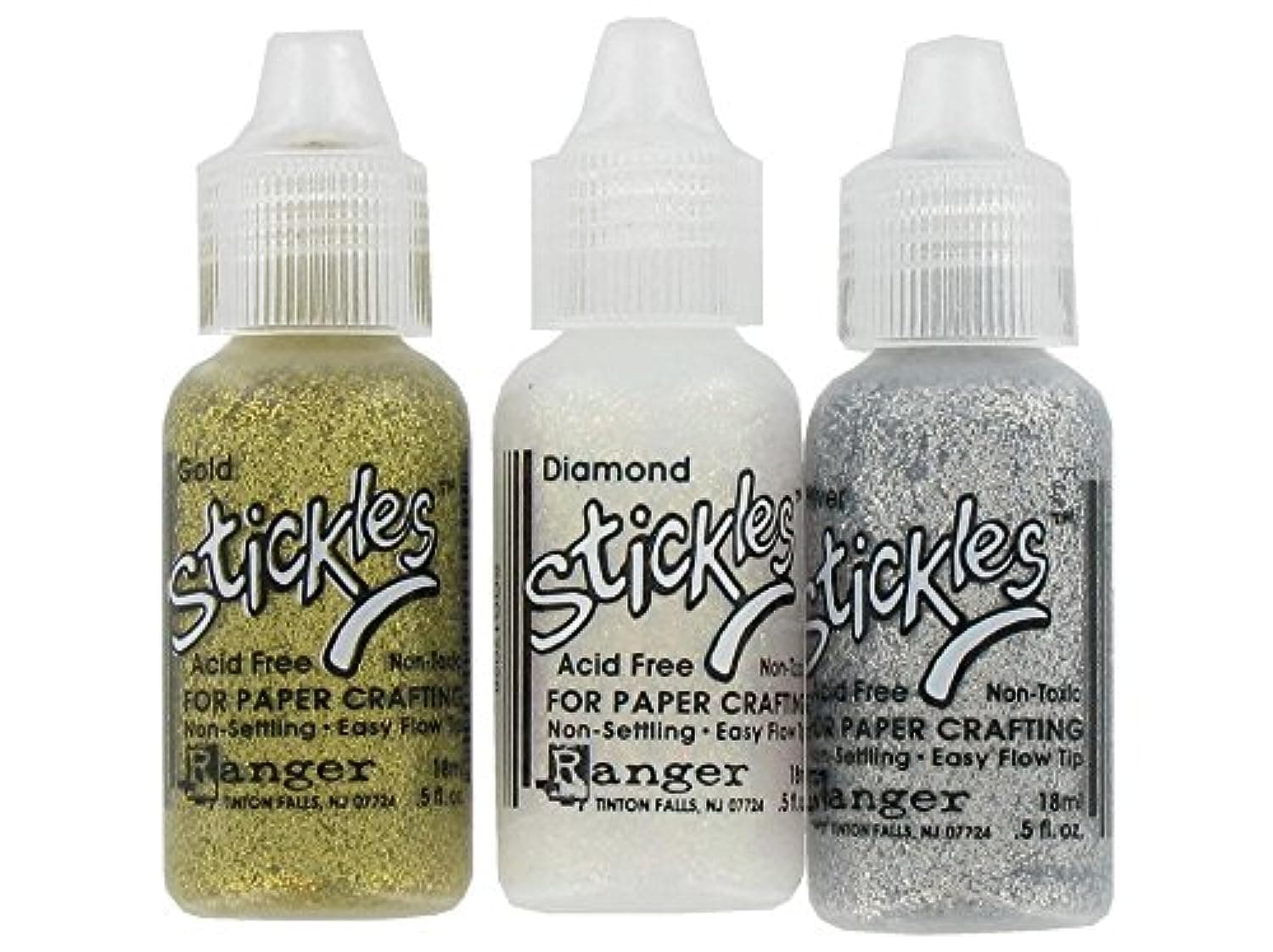 Stickles Glitter Glue Bundle of 3 Colors | Silver, Diamond, and Gold | Craft Glitter Glues