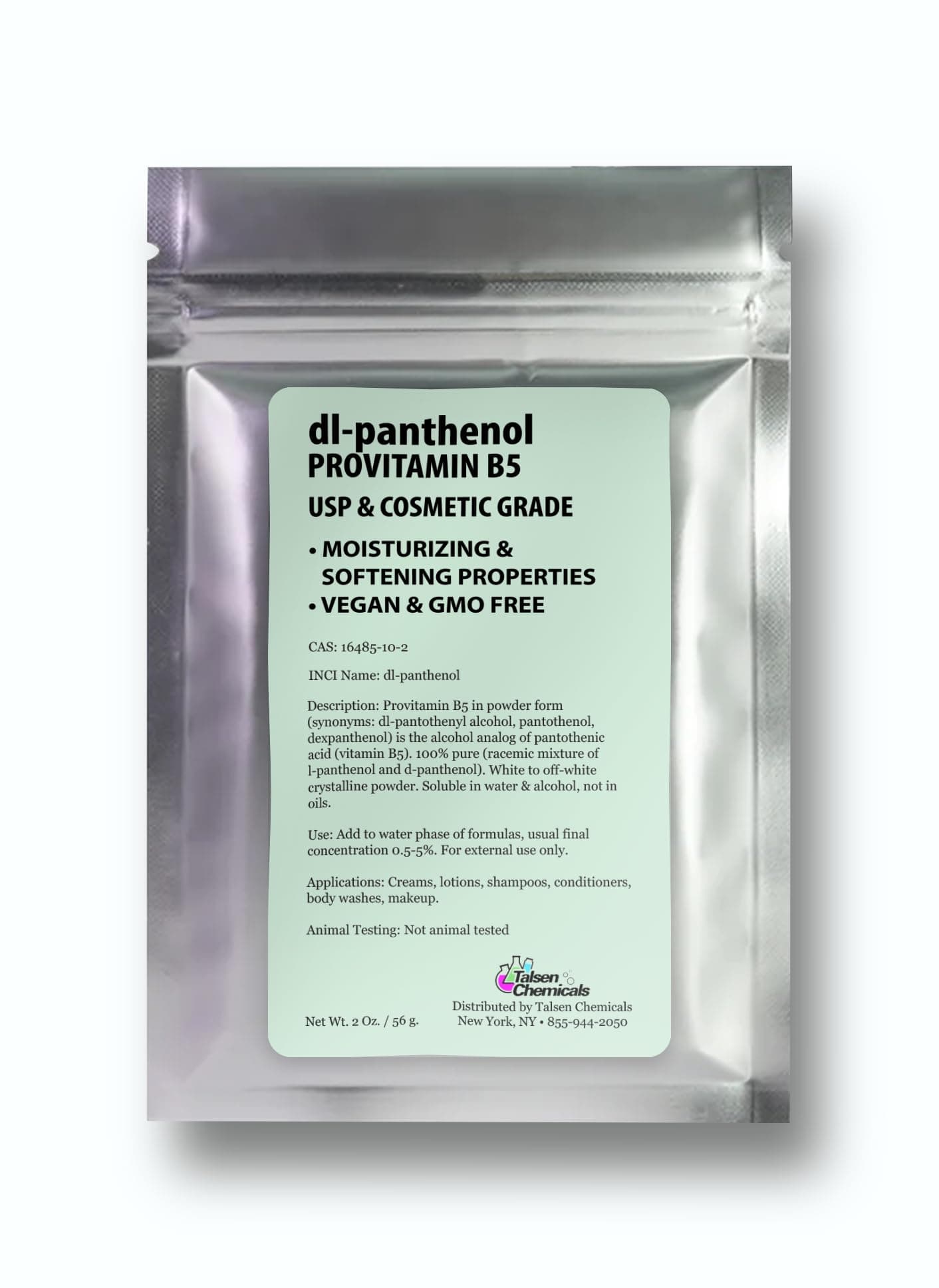 Provitamin B5 Powder dl-Panthenol DIY Panthenol Solution and Panthenol for Hair and Skin Moisturizer (2 Ounce / 56 Gram)