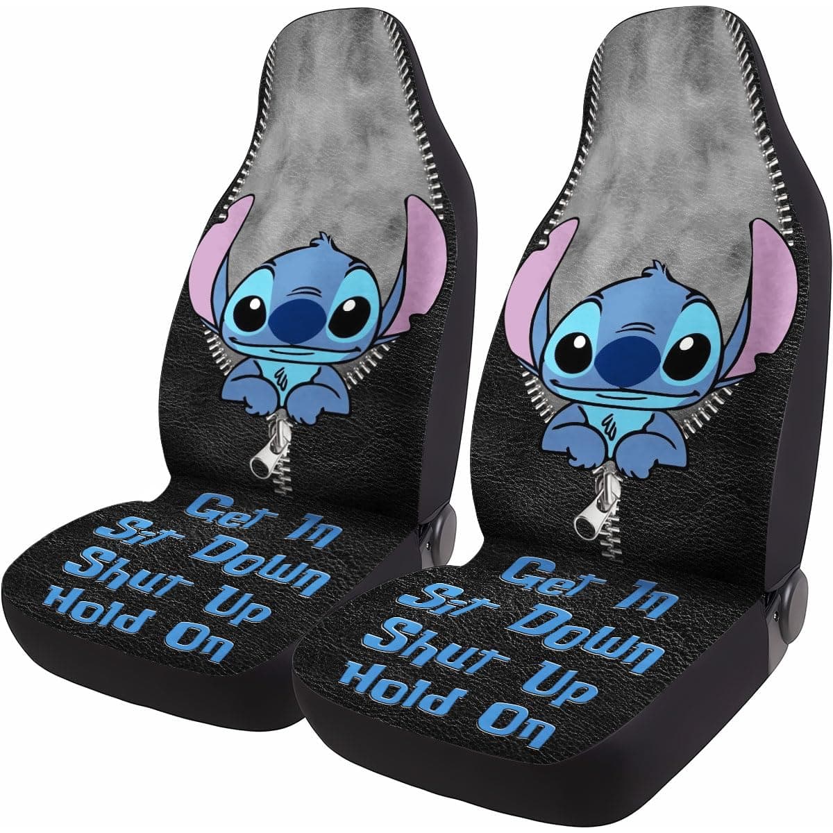 Cartoon Character Cute 2 Front Car Seat Covers for Car Truck Sedan SUV, Durable Automotive Seat Covers, Breathable Bucket Seat Covers, Protective Interior Accessory