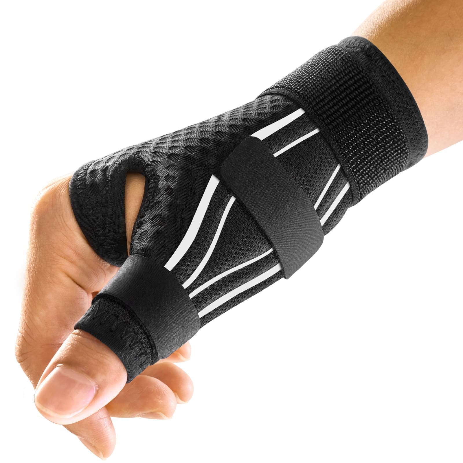 FREETOO Ergonomical Thumb Support for Arthritis, Breathable and Soft Thumb Splint, Right Hand or Left Hand Thumb Brace for Trigger Thumb,Tendonitis,Sprain.Fit both Women and Men(L/XL White/Black)