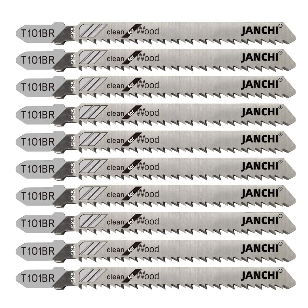 50Pack T101BR T-Shank Contractor Jig Saw Blades - 4 Inch 10 TPI Jigsaw Blades Set- Made for High Speed Carbon Steel, Clean and Precise Straight Cutting Wood Boards PVC Plastic