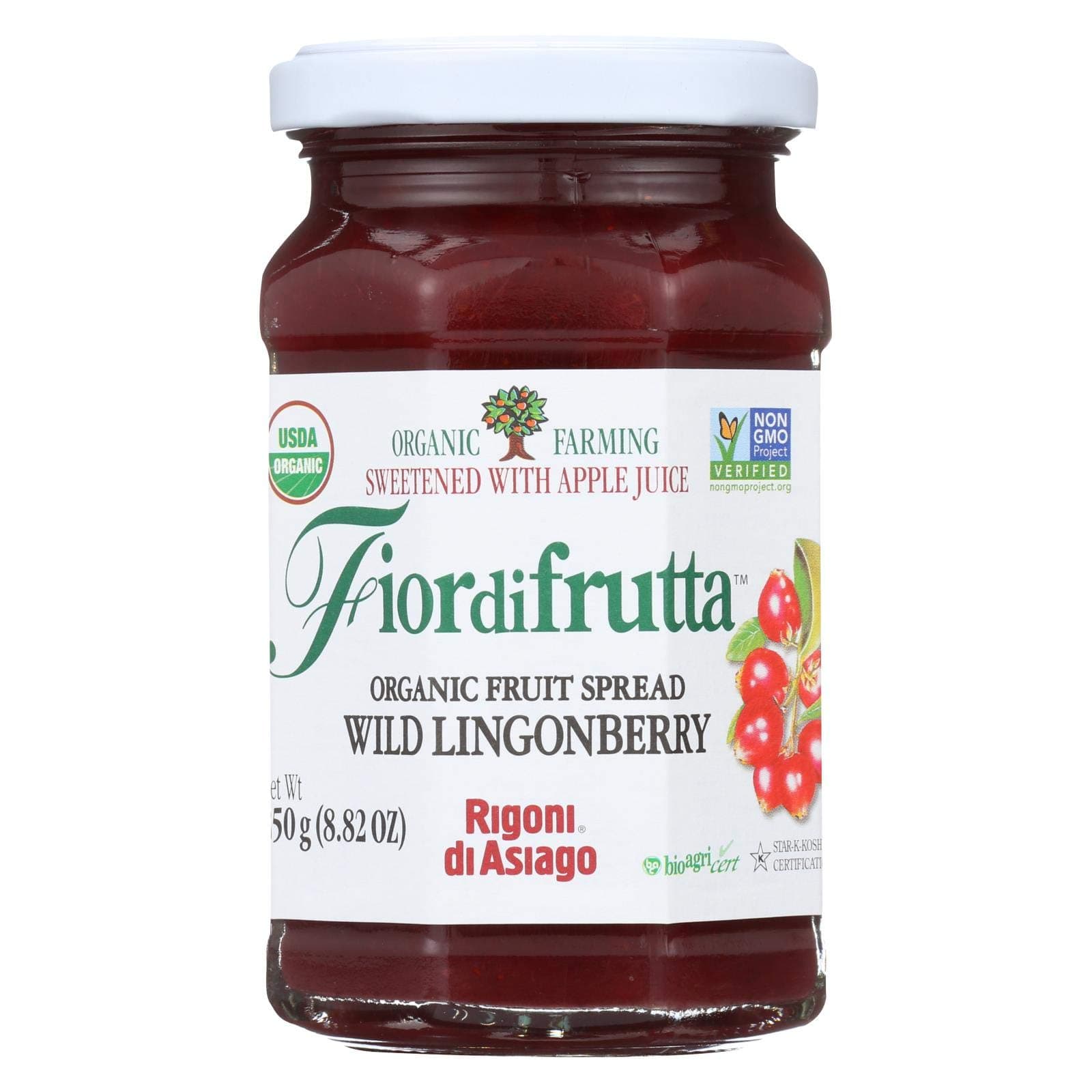 Fiordifrutta Organic Fruit Spread Lingonberry - Fruit Spread Lingonberry - Case of 6 - 8.82 oz.