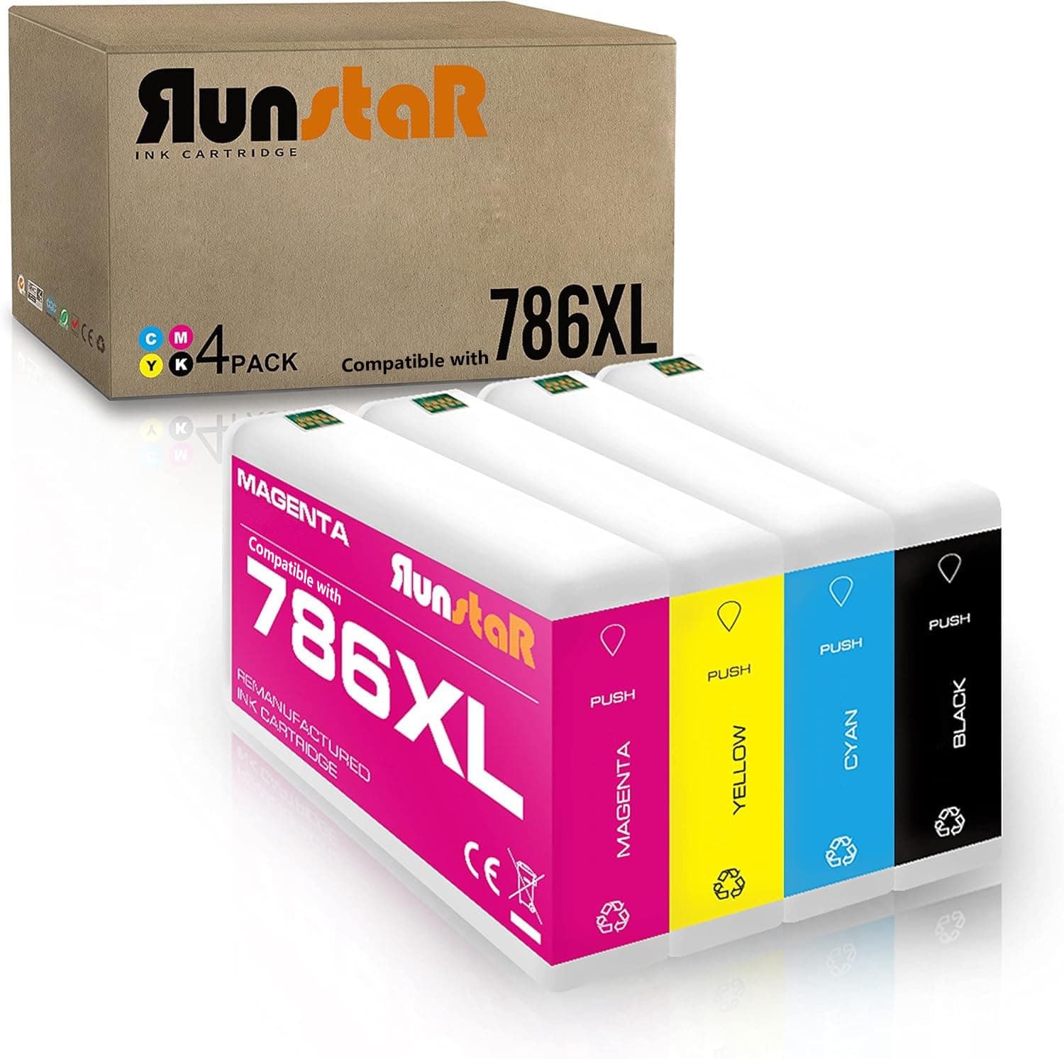 786XL T786XL Remanufactured Ink Cartridge Replacement for Epson 786XL T786XL use for Epson Workforce Pro WF-4630 WF-5620 WF-5110 WF-4640 WF-5690 WF-5190 Printer (Black Cyan Magenta Yellow)