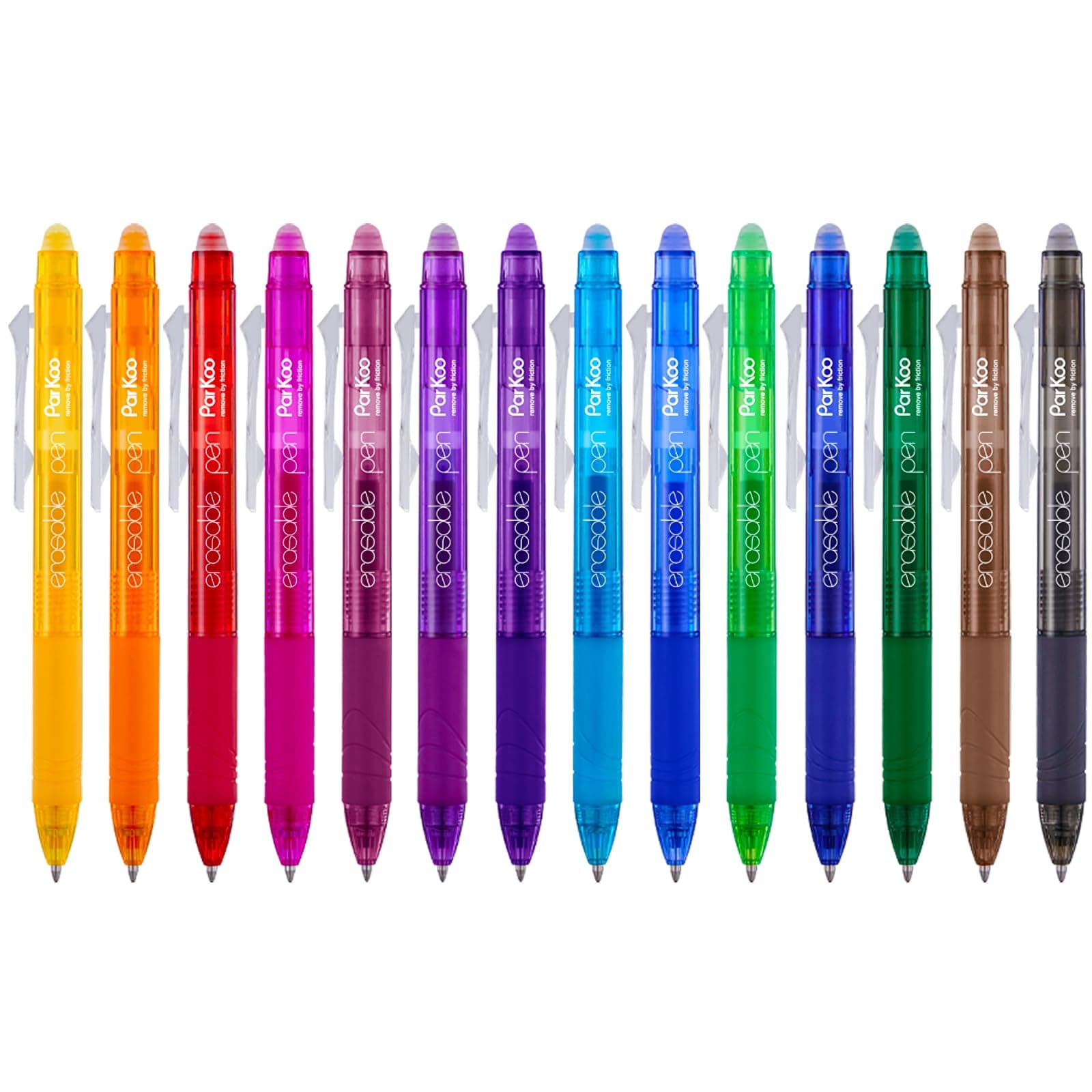 ParKoo Retractable Erasable Gel Pens Clicker 14 Colors, Fine Point 0.7mm, Make Mistakes Disappear, Comfort Grip for Writing Drawing Note-Taking Planners