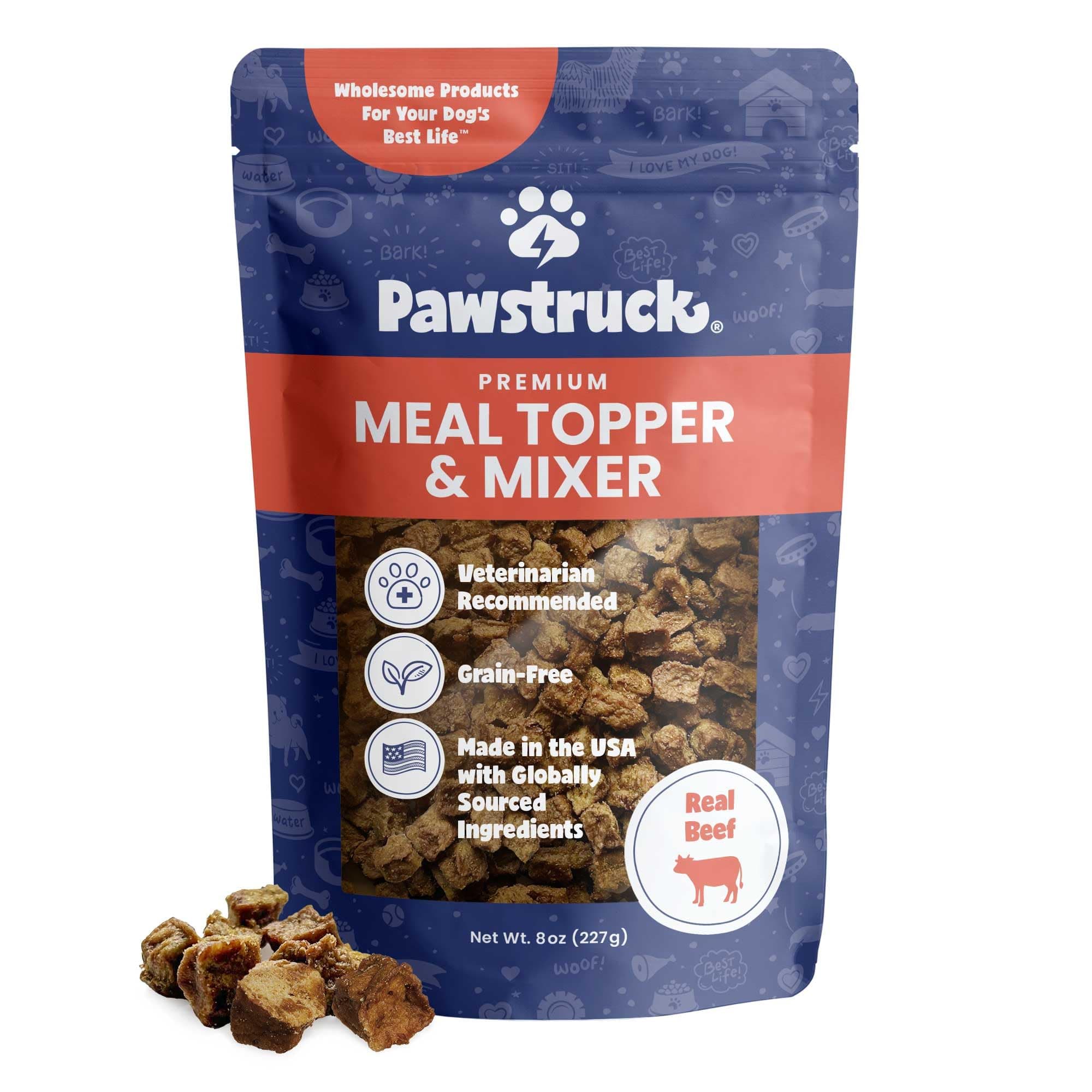 - Pawstruck Vet Recommended Air Dried Dog Food Toppers for Picky Eaters, Made in USA with Real Beef, Premium Meal Mix-in Kibble Enhancer, 8 oz, Packaging May Vary