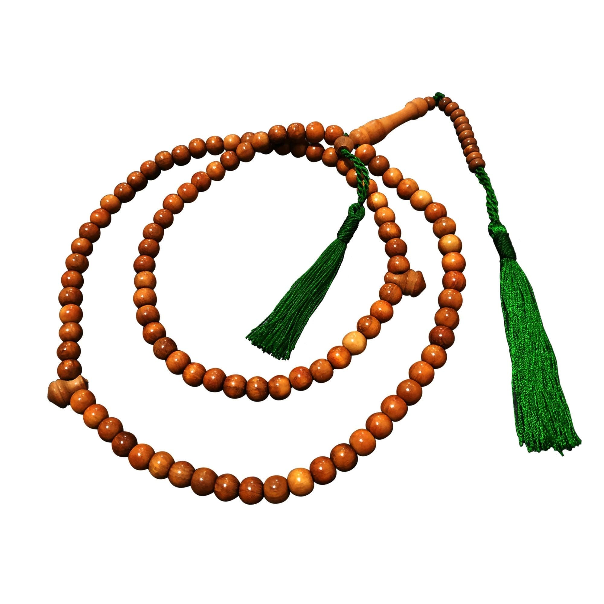Brown Color 8mm Prayer Beads Citrus Wood Tasbih with Green Tassles
