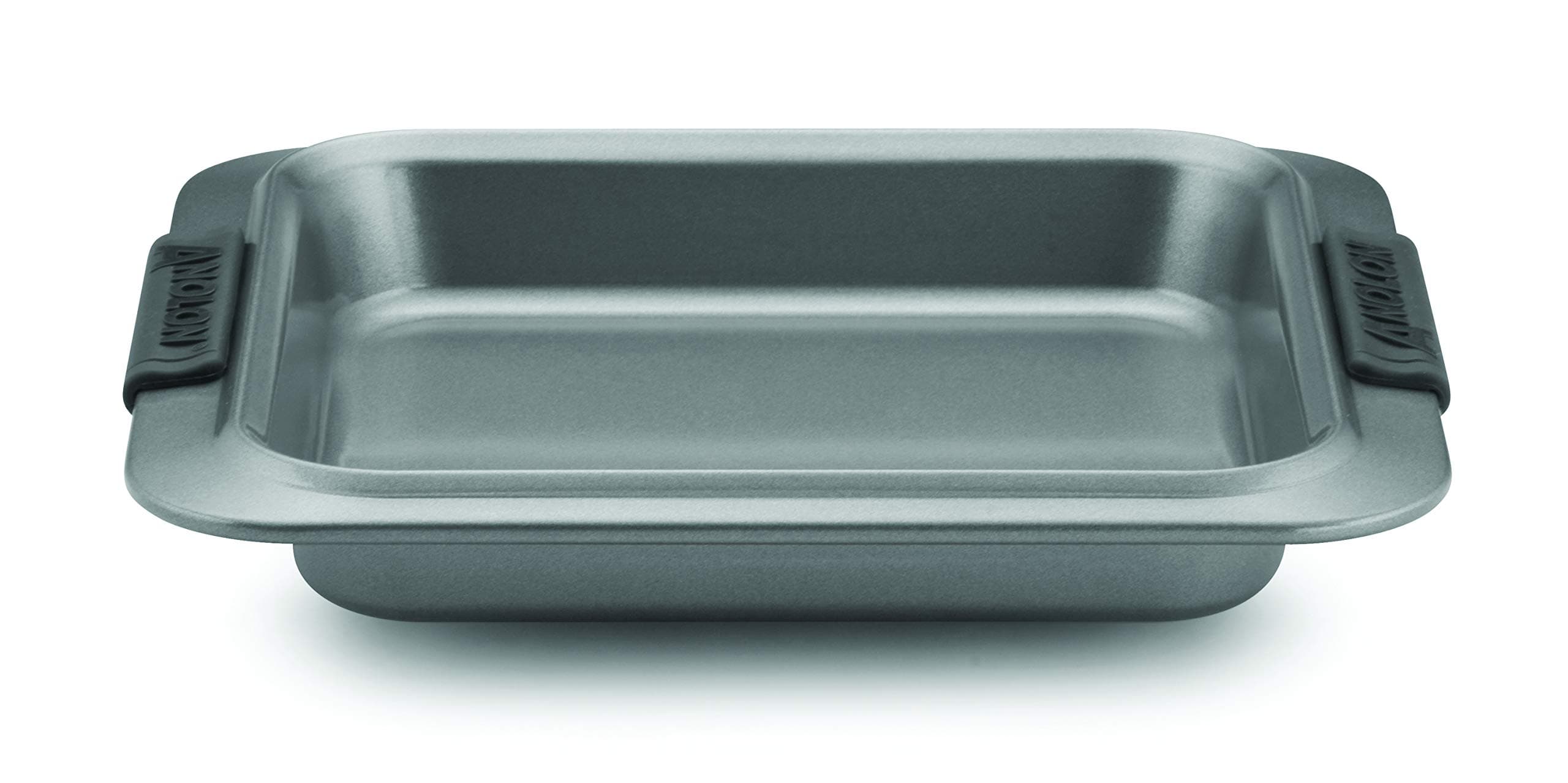 Anolon Advanced Nonstick Bakeware 9-Inch Square Cake Pan, Gray with Silicone Grips