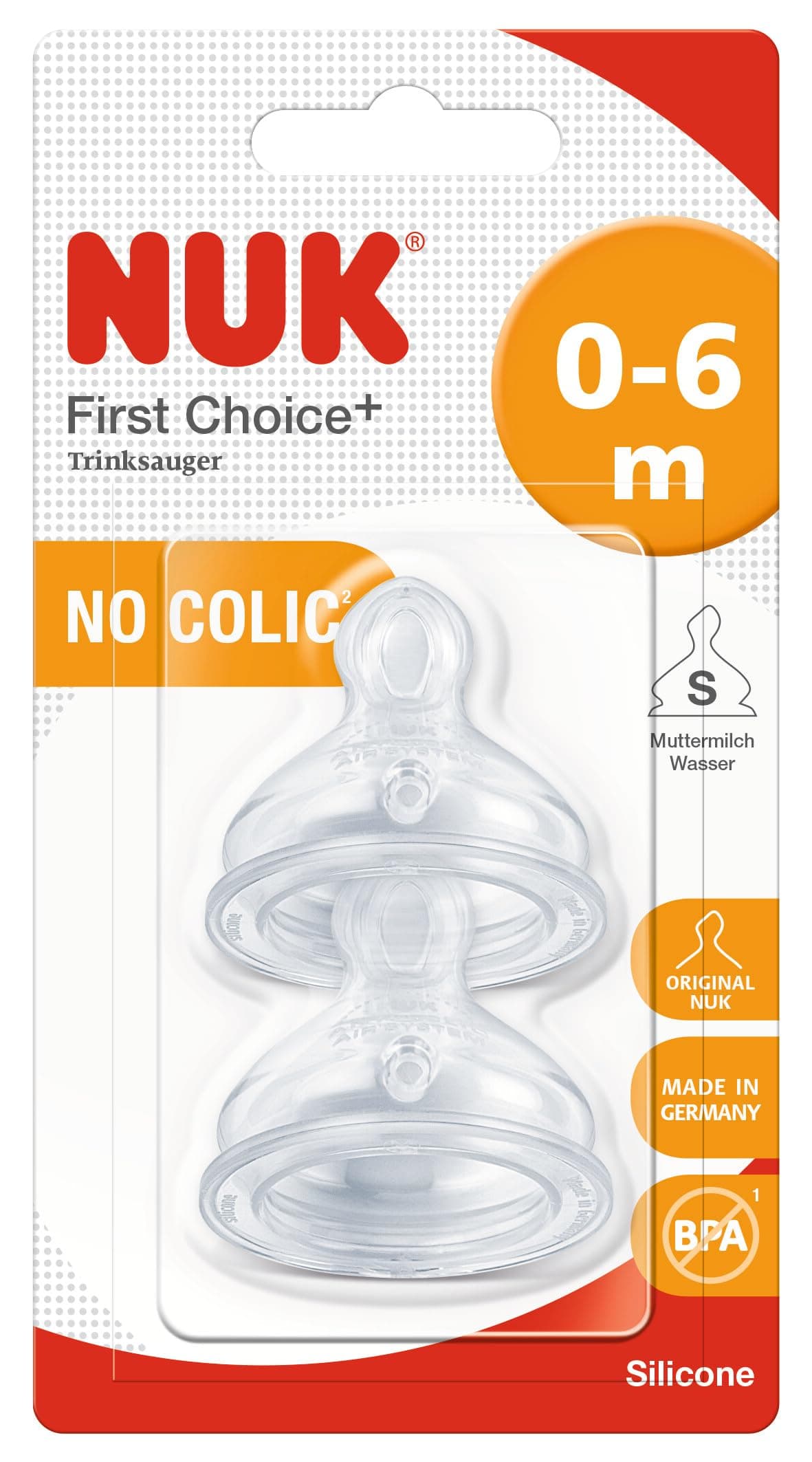 First Choice+ Silicone Replacement Teats | 0-6 Months with Small Feed Hole | 2 Count