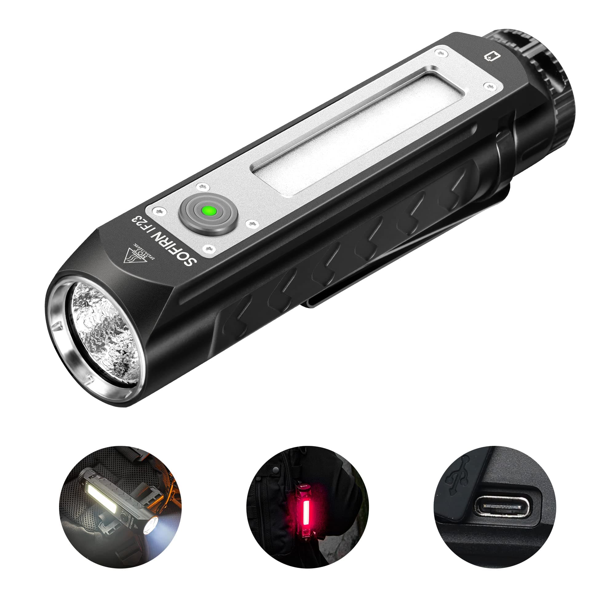 Rechargeable Flashlights High Lumens, Sofirn IF23 4000lm Flashlight 3-in-1 with side white light and RGB mode, IPX8 waterproof,long runtime, magnetic base, suitable for home, emergency, camping