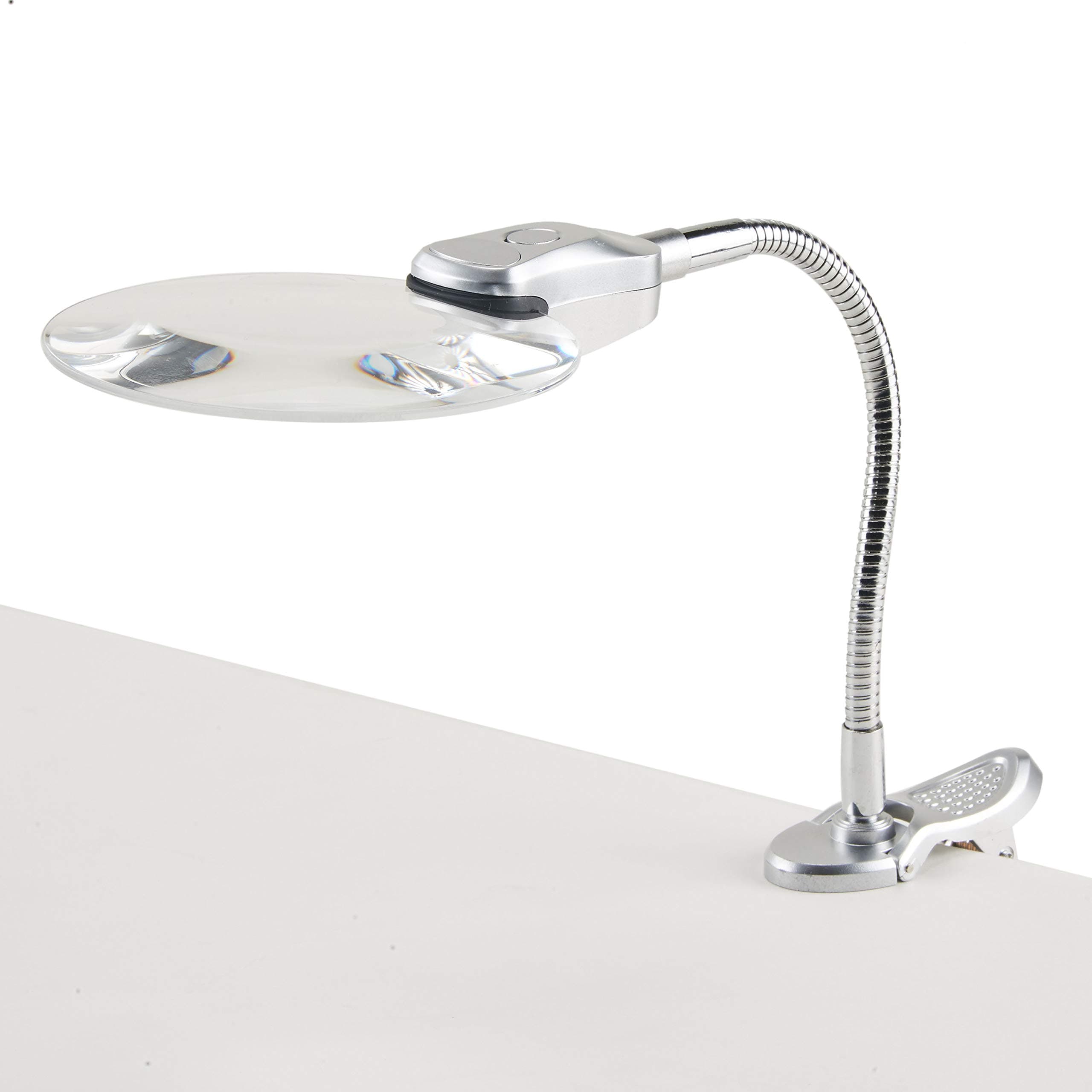 ENJOHOS LED Magnifying Glass Hands Free Magnifier with Lamp Stand Adjustable Table Desk Clip on Illuminated Magnifier for Reading Crafts Hobbies