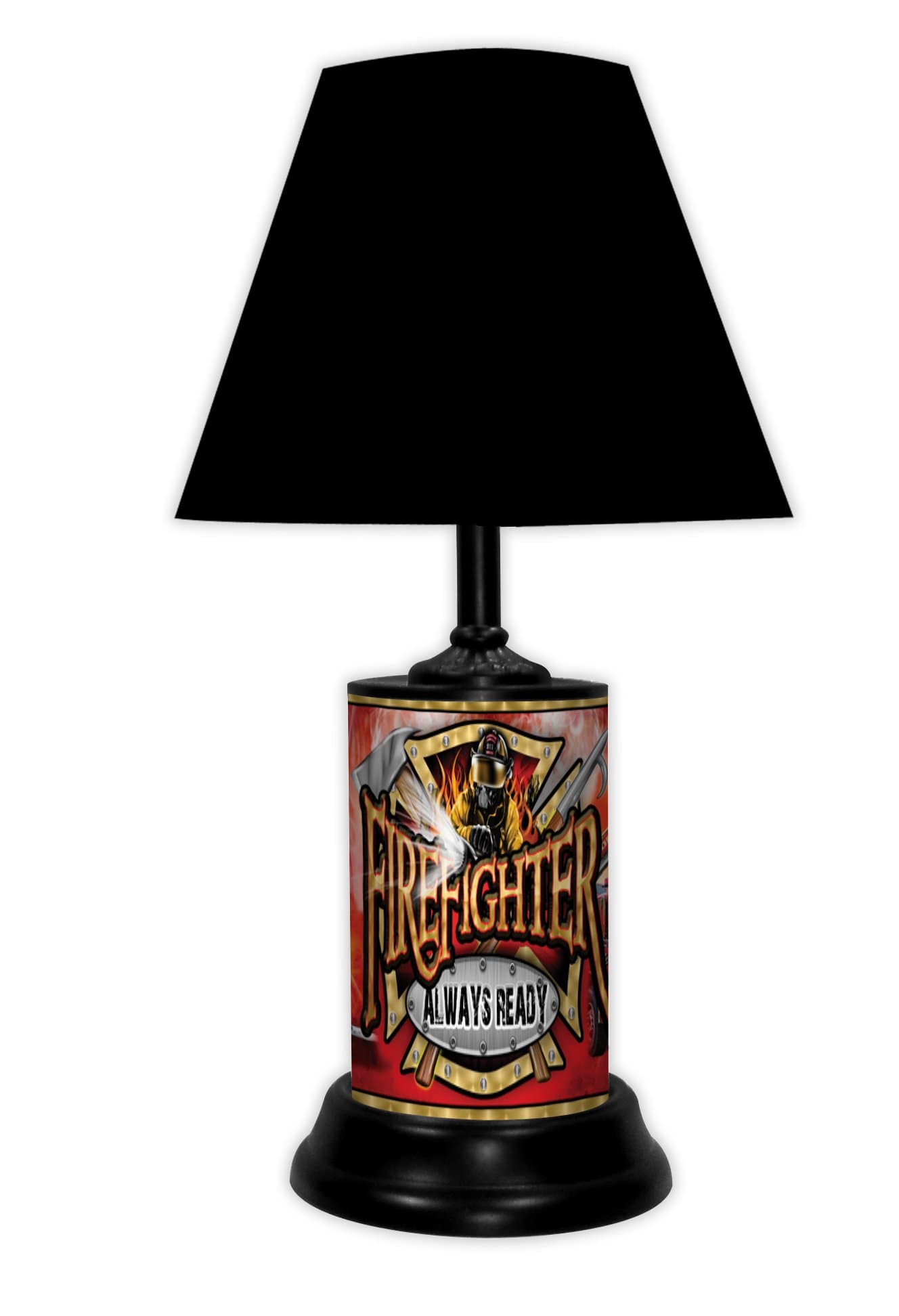 TAGZ SPORTS UNLIMITED Fire Department (Always Ready) Desk/Table Lamp with Black Shade