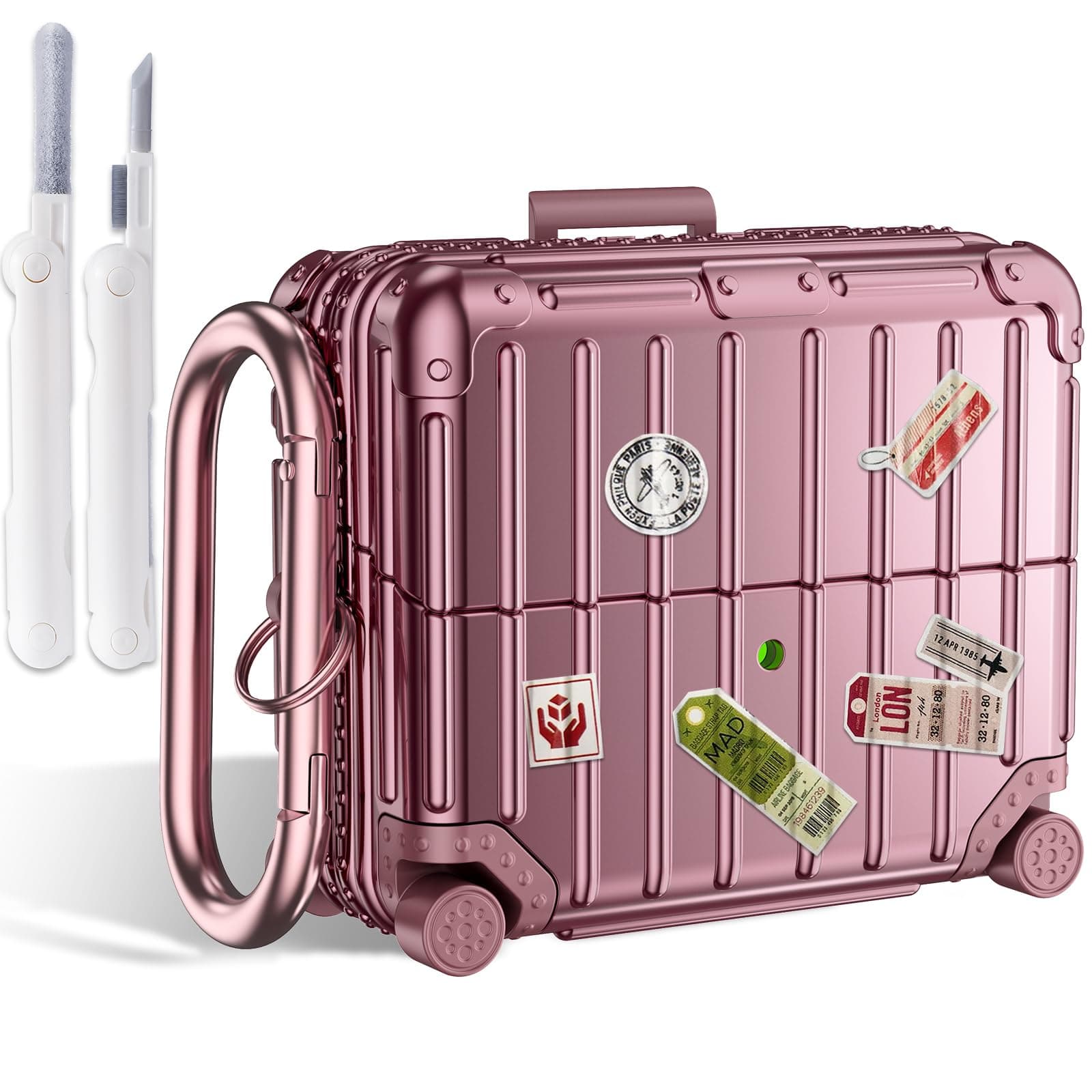 - KOREDA Compatible with Samsung Galaxy Buds 3 Pro Case & Galaxy Buds 3 FE & Galaxy Buds 3 Case Cover, Cute Funny Suitcase Design Protective Hard Case with Cleaner Kit & Keychain (Rose Gold)