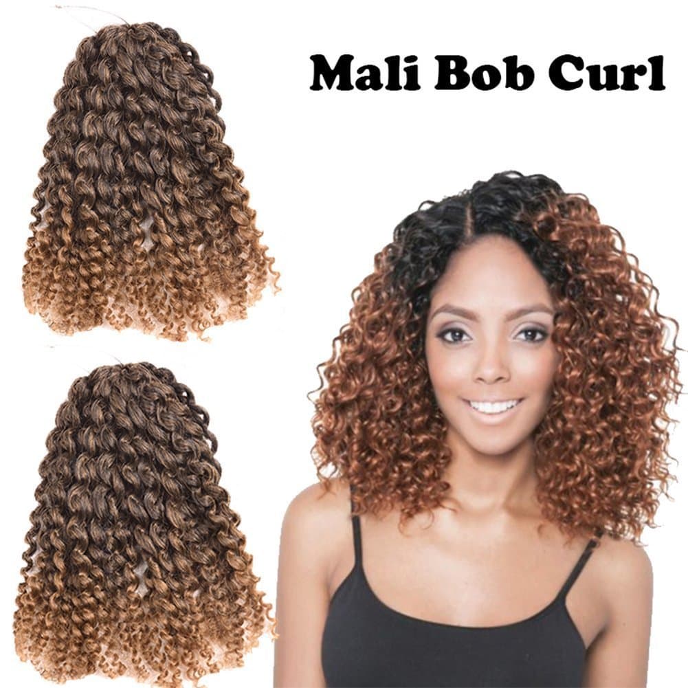 3pcs/lot 8inch Marli bob synthetic Kinky curl crochet braids hair ombre mali bob braiding hair curly Crochet Hair Extensions (8", t1b/27)
