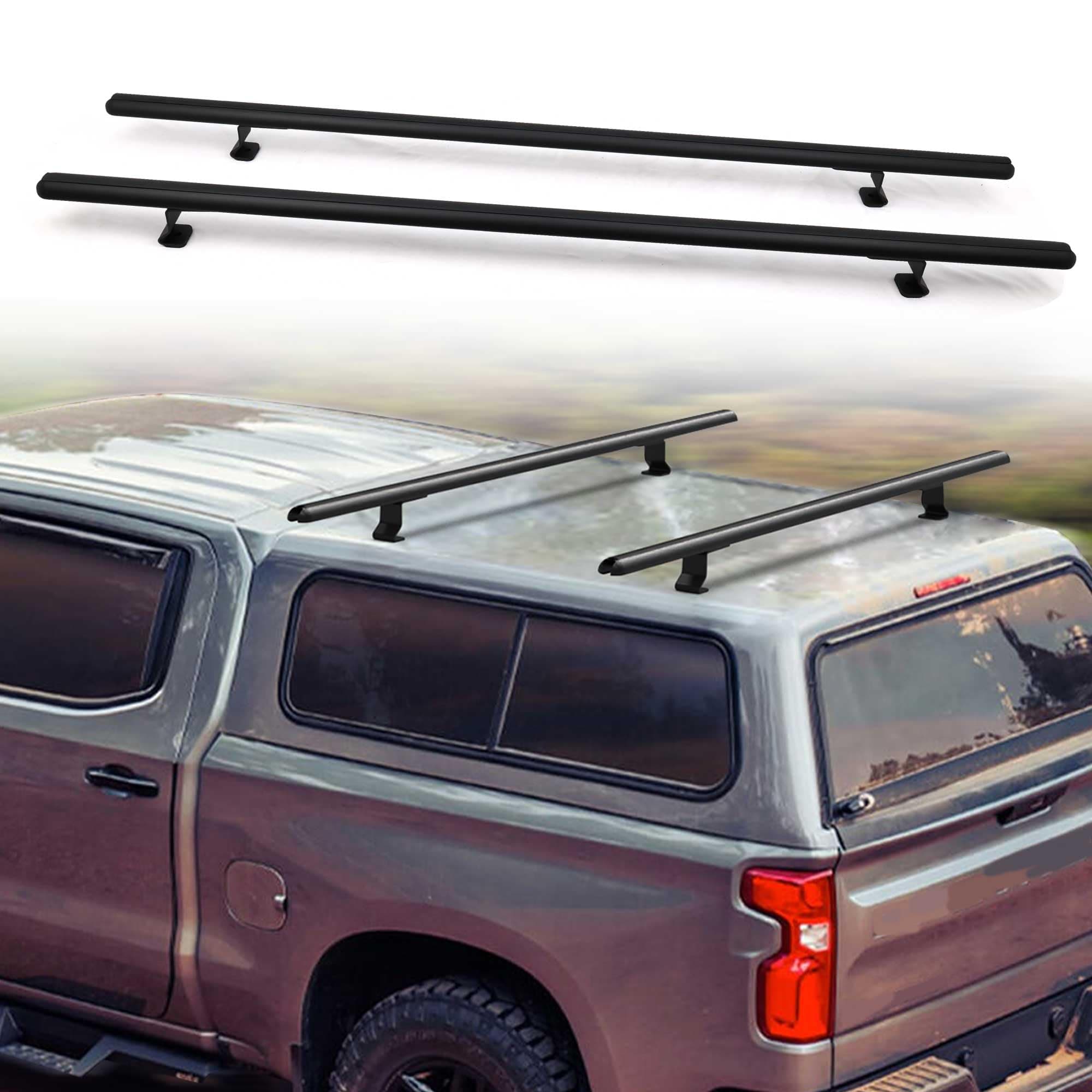 MELIPRON 60" Truck Topper Roof Rack for Pickup Truck Cap, Heavy Duty Aluminum Camper Shell Ladder Rack for Kayak/Canoe, 500lbs, Drilling Required