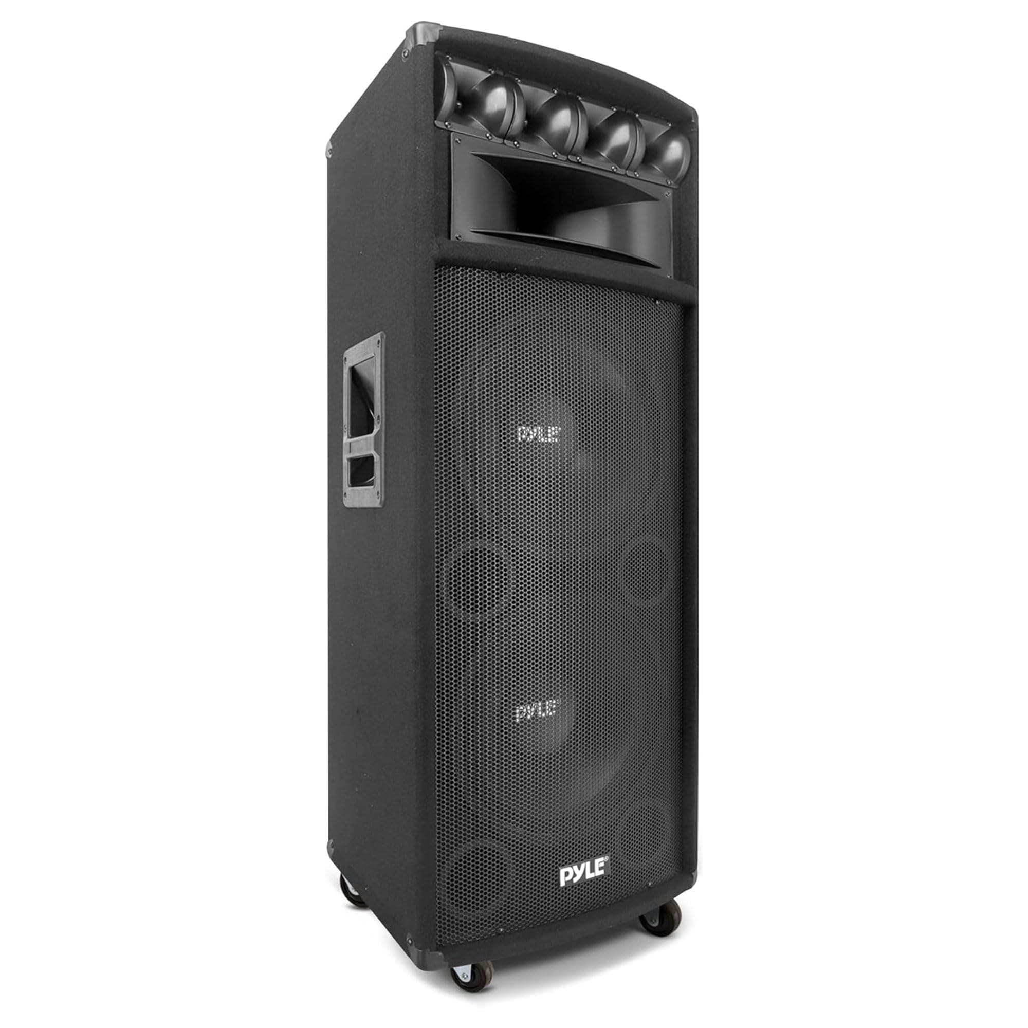 Portable Cabinet PA Speaker System - 1600 Watt Outdoor Stereo Sound Speakers w/ Dual 12" Woofers, 3.4" Piezo Tweeters, 5"x12" Super Horn Midrange, Crossover Network
