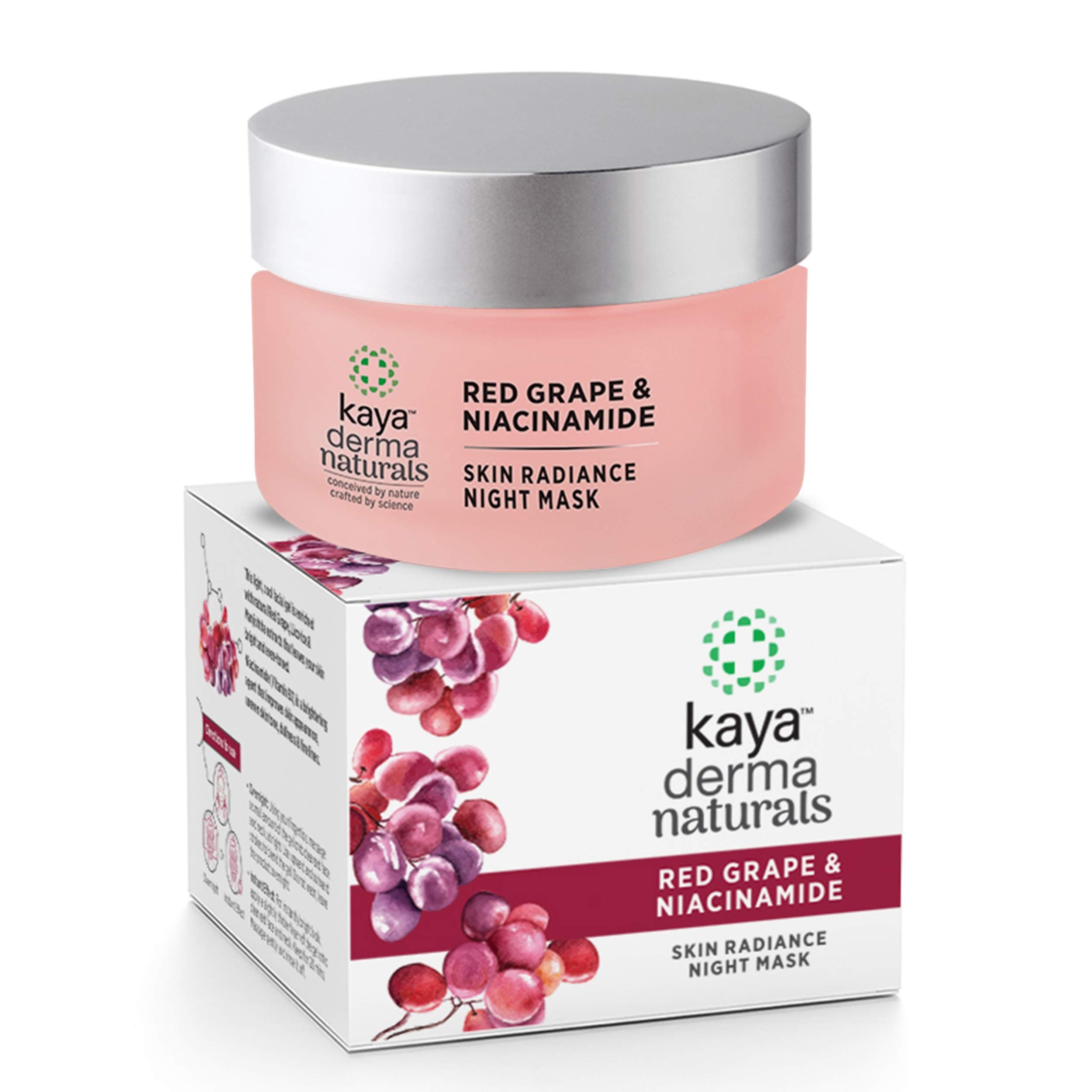 Kaya Clinic Red Grape & Niacinamide, Skin Radiance Night Mask Face Gel with Licorice & Manjistha for Skin Brightening & Even Tone, 50g
