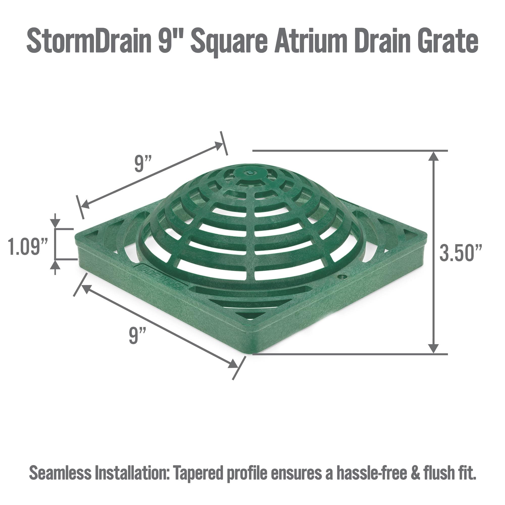 Fernco Storm Drain FSD-090-A Replacement 9-in. Catch Basin Atrium Grate - Green