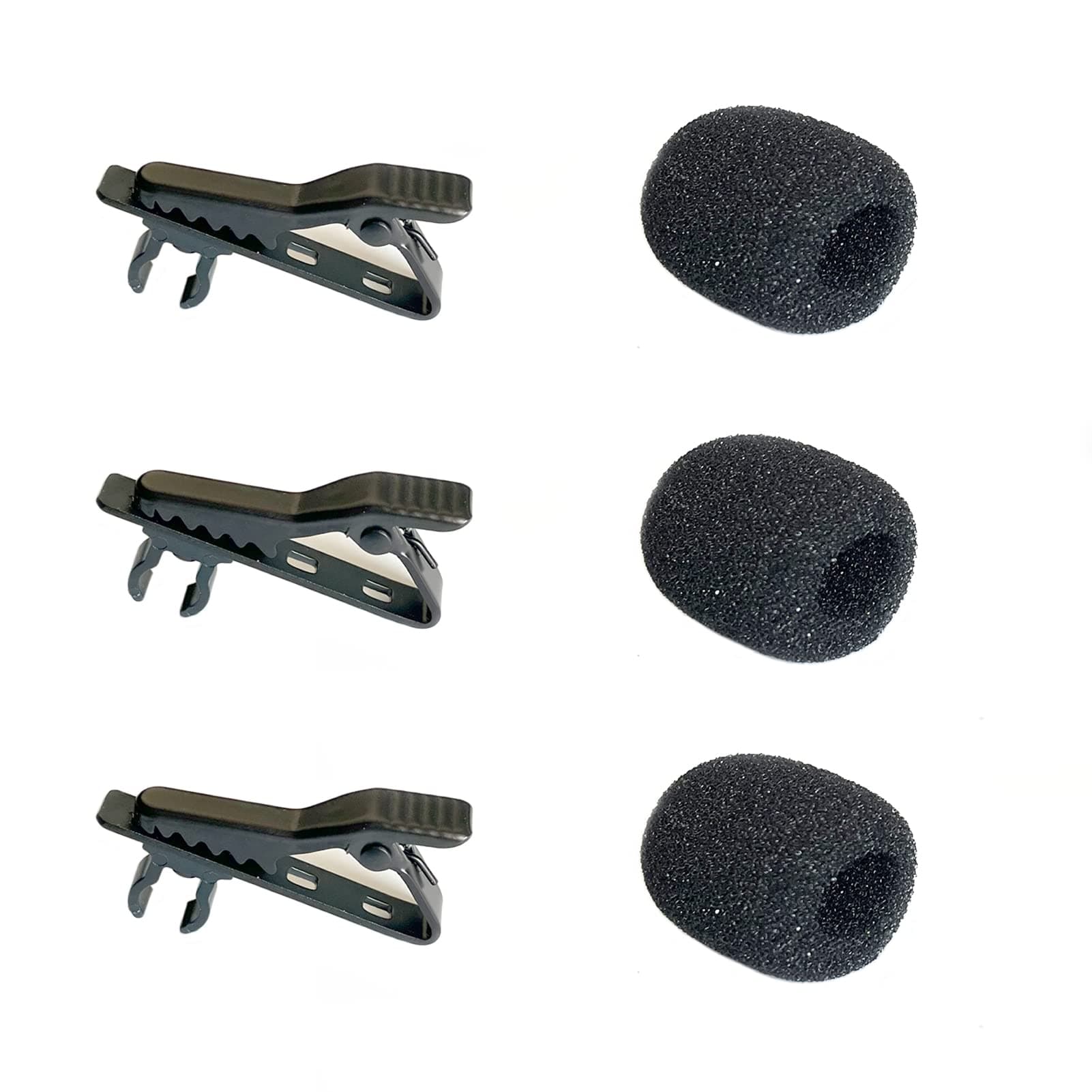 Luwigs3pcs Lavalier Microphone Metal Tie Clips with 3pcs Lapel Mic Windscreen Foam Covers, Lapel Microphone Replacement Kit, Metal Lapel Mic Clips Sponge Cover Kit (6 Pack, 6mm)