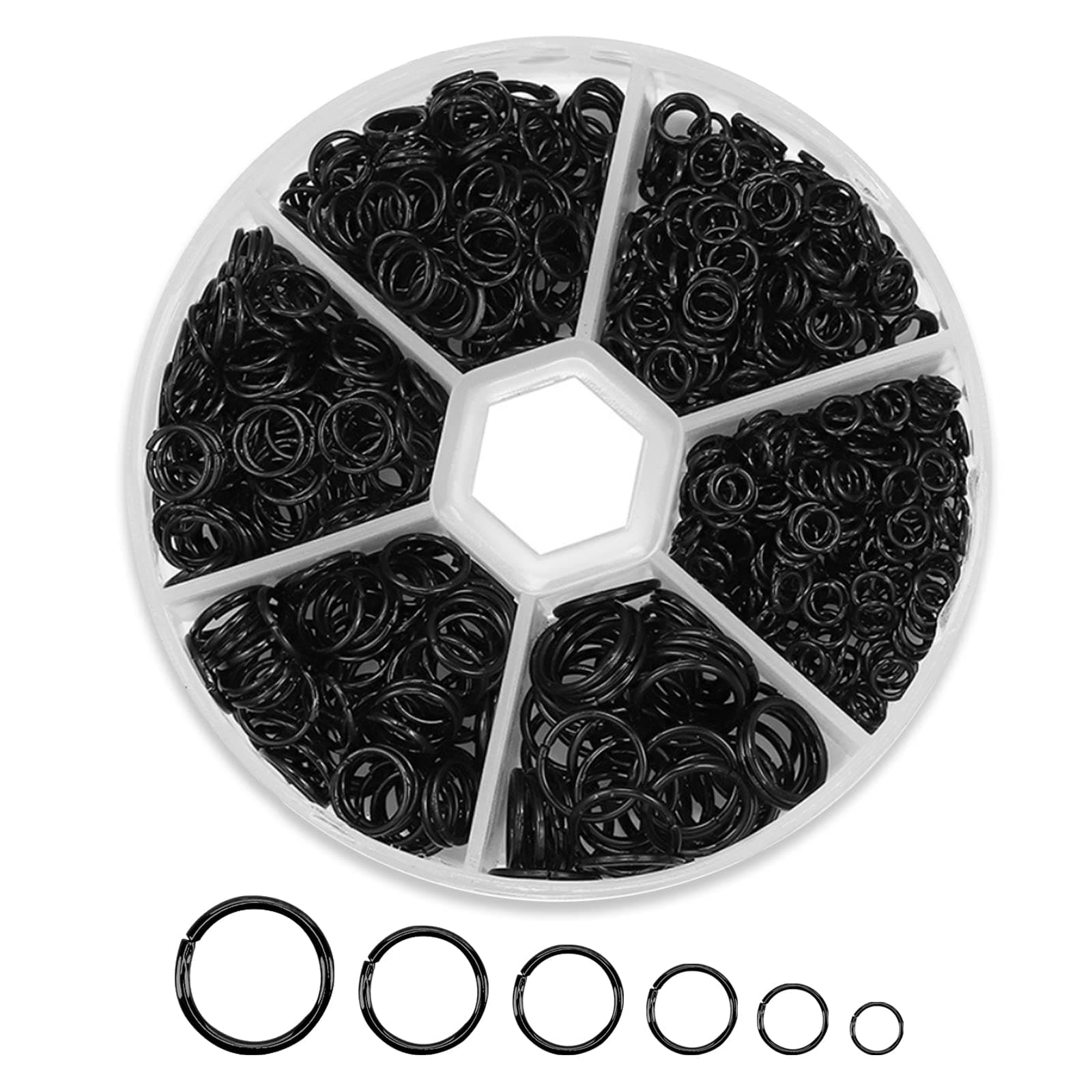 1000Pcs Black O Ring Connectors Metal Open Jump Rings Set 304 Stainless-Steel Jump Rings for Jewelry Making Connectors 4mm 5mm 6mm 7mm 8mm 10mm (Black)