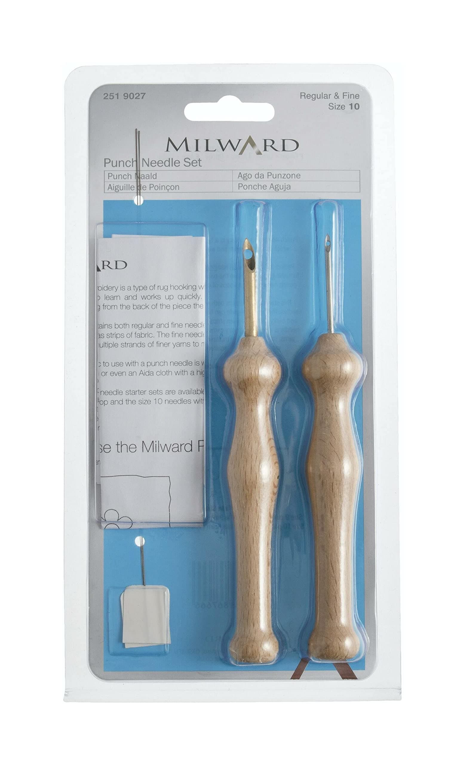 MILWARDS2519027 Punch Needle Set: Size 10: Regular and Fine, Natural
