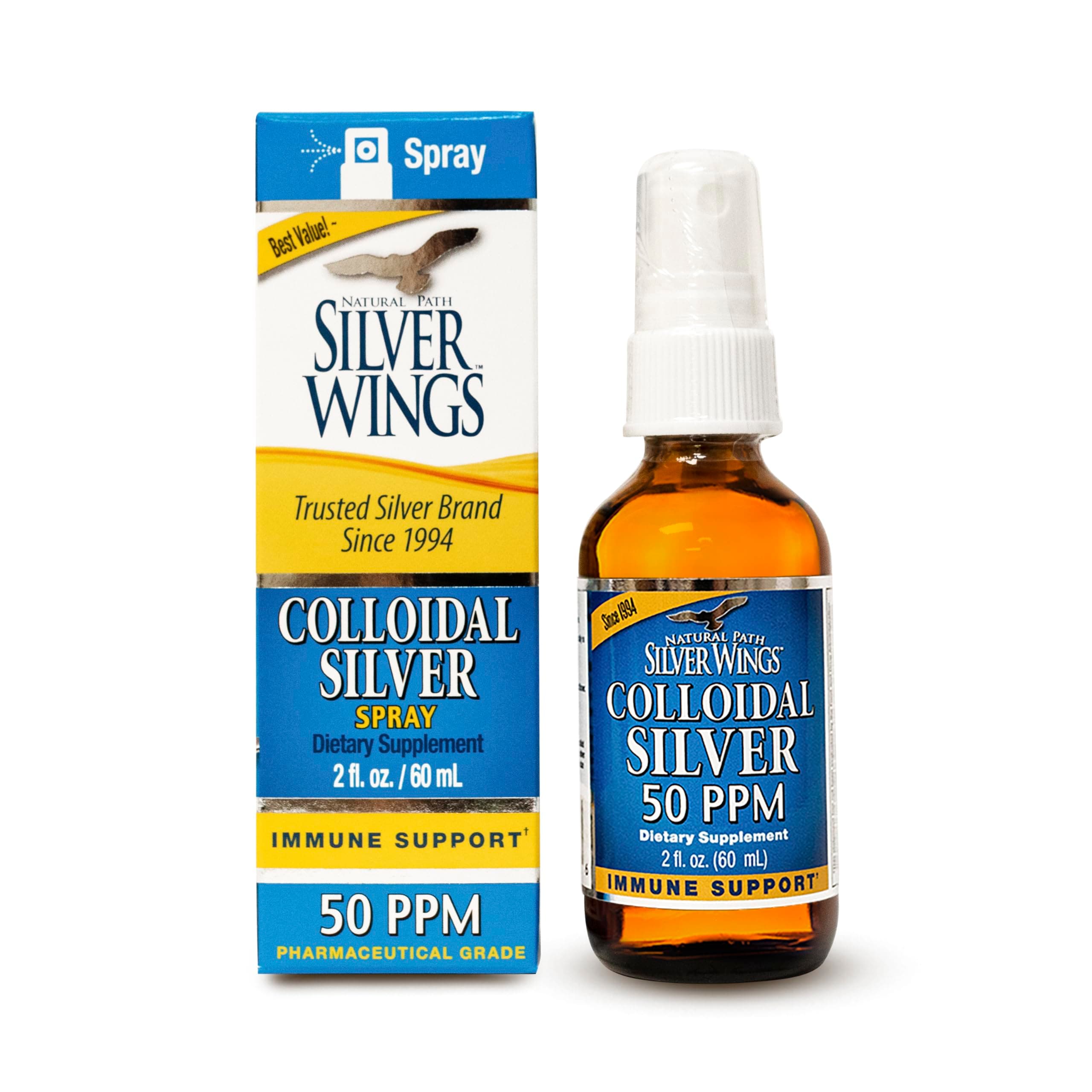 Natural Path Silver Wings Colloidal Silver 50 PPM 2oz Spray Ultimate Daily Immune Support