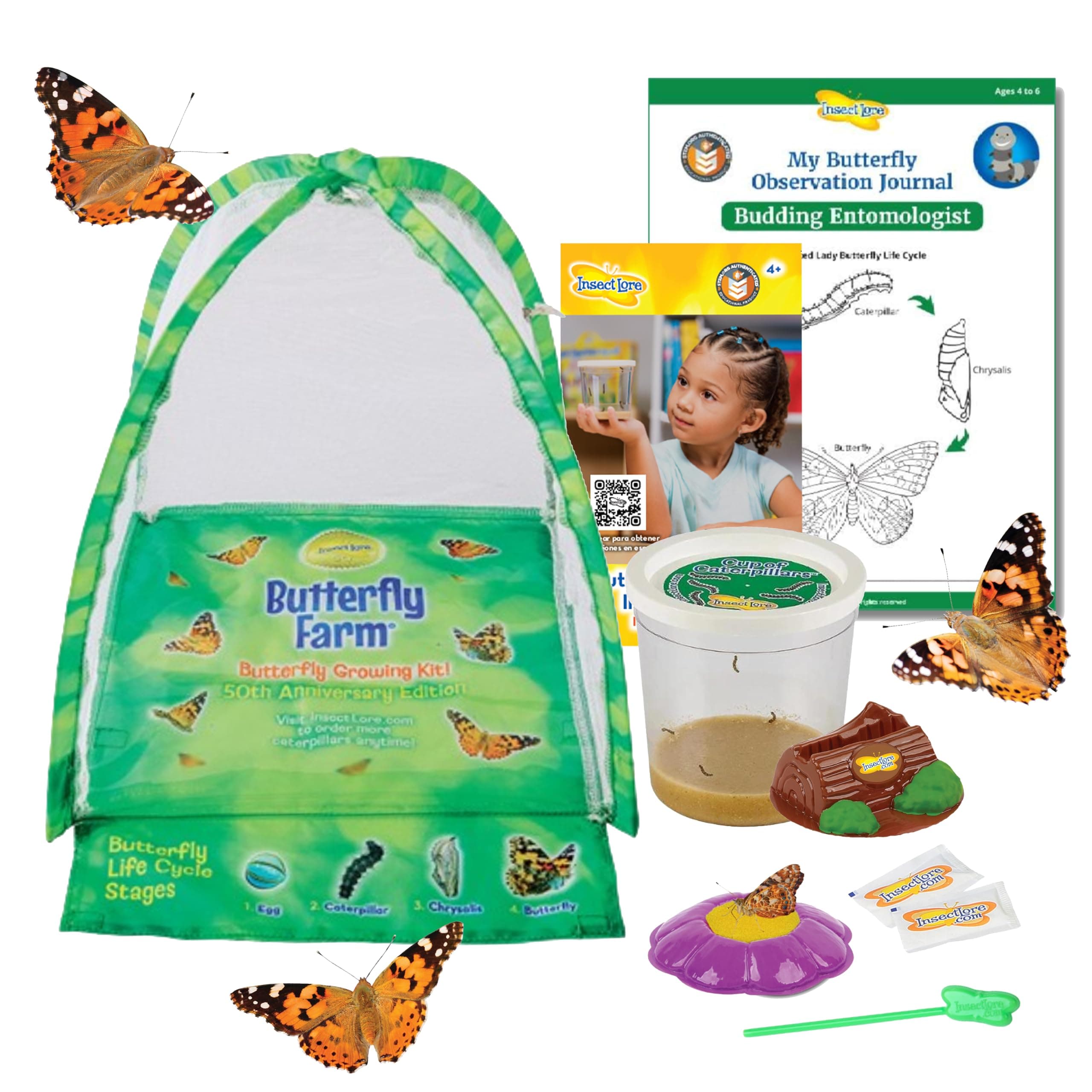 Insect Lore Butterfly Farm | Butterfly Kit with Live Cup of 5 Caterpillars