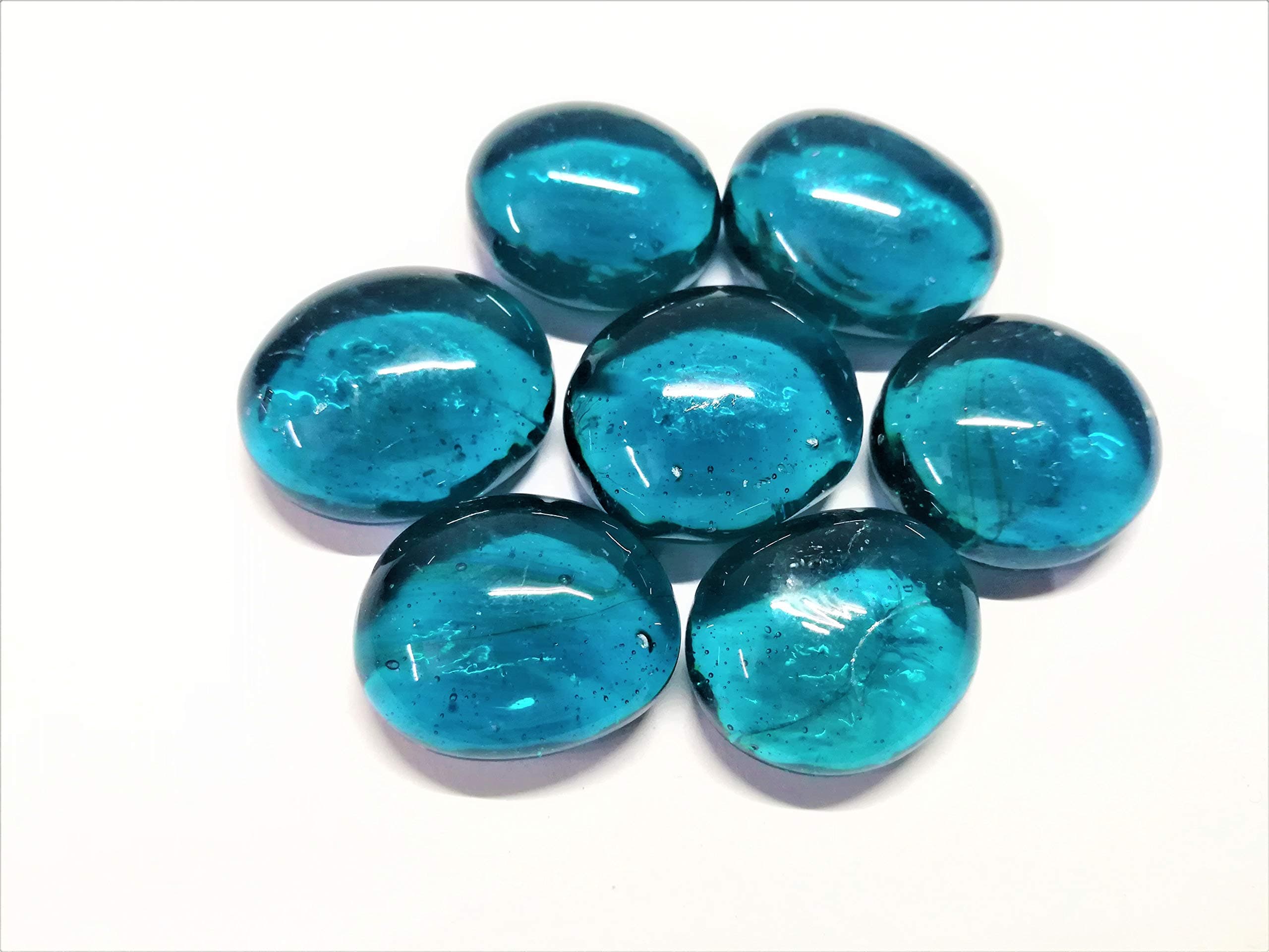 OMI Glass Pebbles Teal Green Transparent Round Shaped 400g (Approx 55 Pieces)