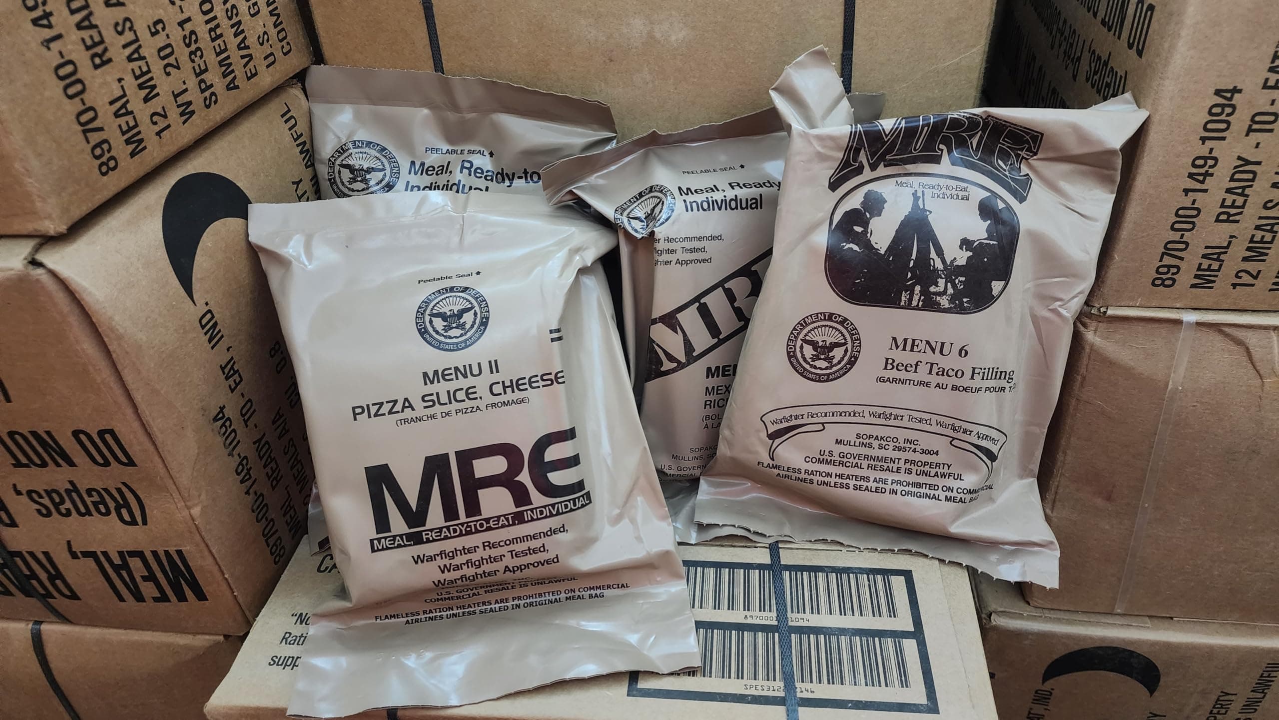 2025 or newer Inspection Date MREs (Meals Ready-to-Eat) Genuine U.S. Military Surplus Assorted Flavor (4-Pack)
